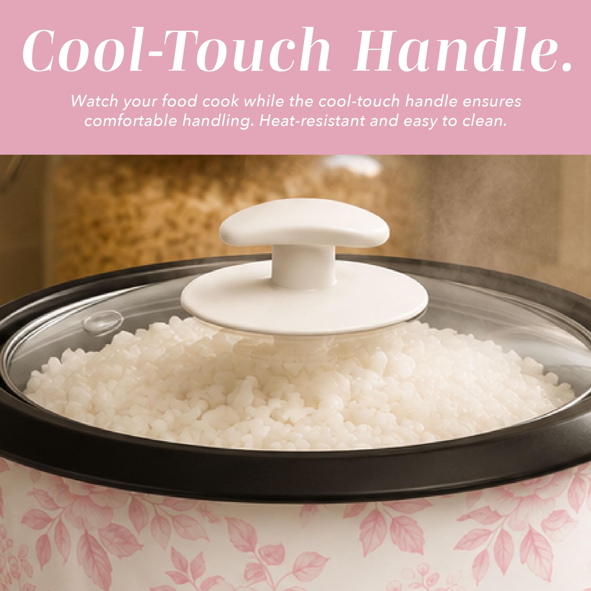COOK WITH COLOR 6 Cup Rice Cooker 300W - Effortless Cooking and Perfectly, Cooks 3 Cups of Raw Rice for 6 Cups of Cooked Rice, Floral Blue