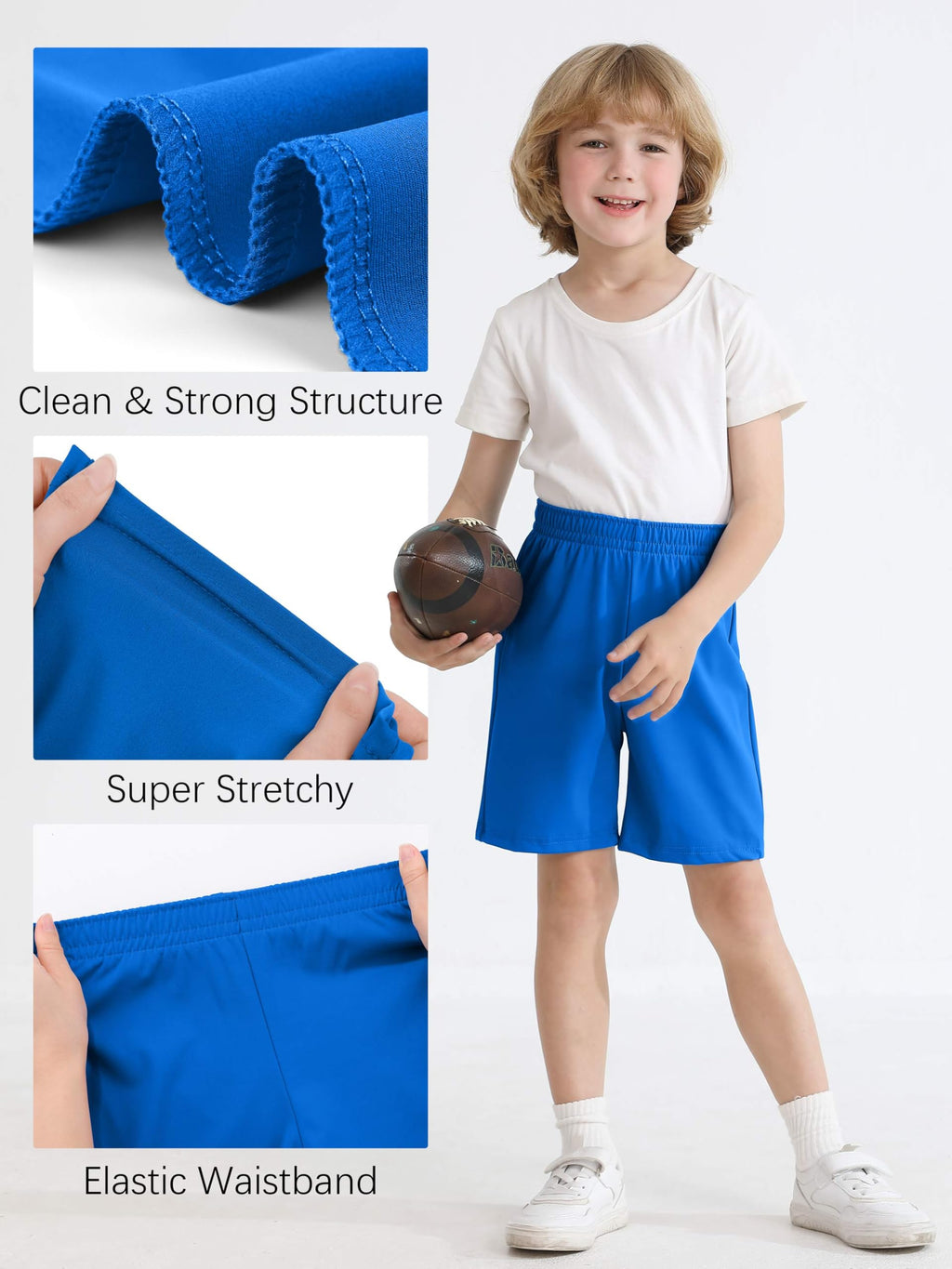 Resinta 4 Pack Toddler Boy Shorts Elastic Waist Boys Athletic Basketball Soccer Shorts Summer Pull-On Comfort for Playwear