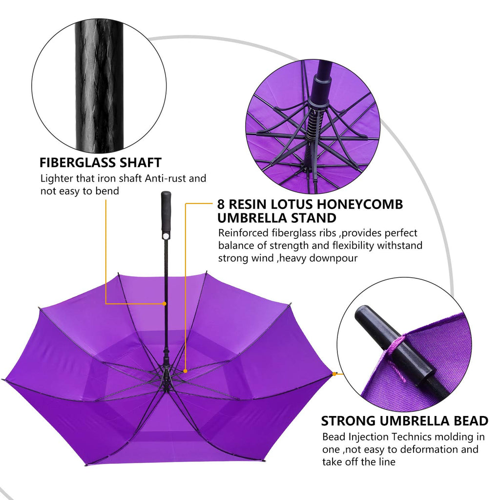 ACEIken Golf Umbrella Large 58/62/68 Inch Automatic Open Golf Umbrella Extra Large Oversize Double Canopy Vented Umbrella Windproof Waterproof for Men and Women