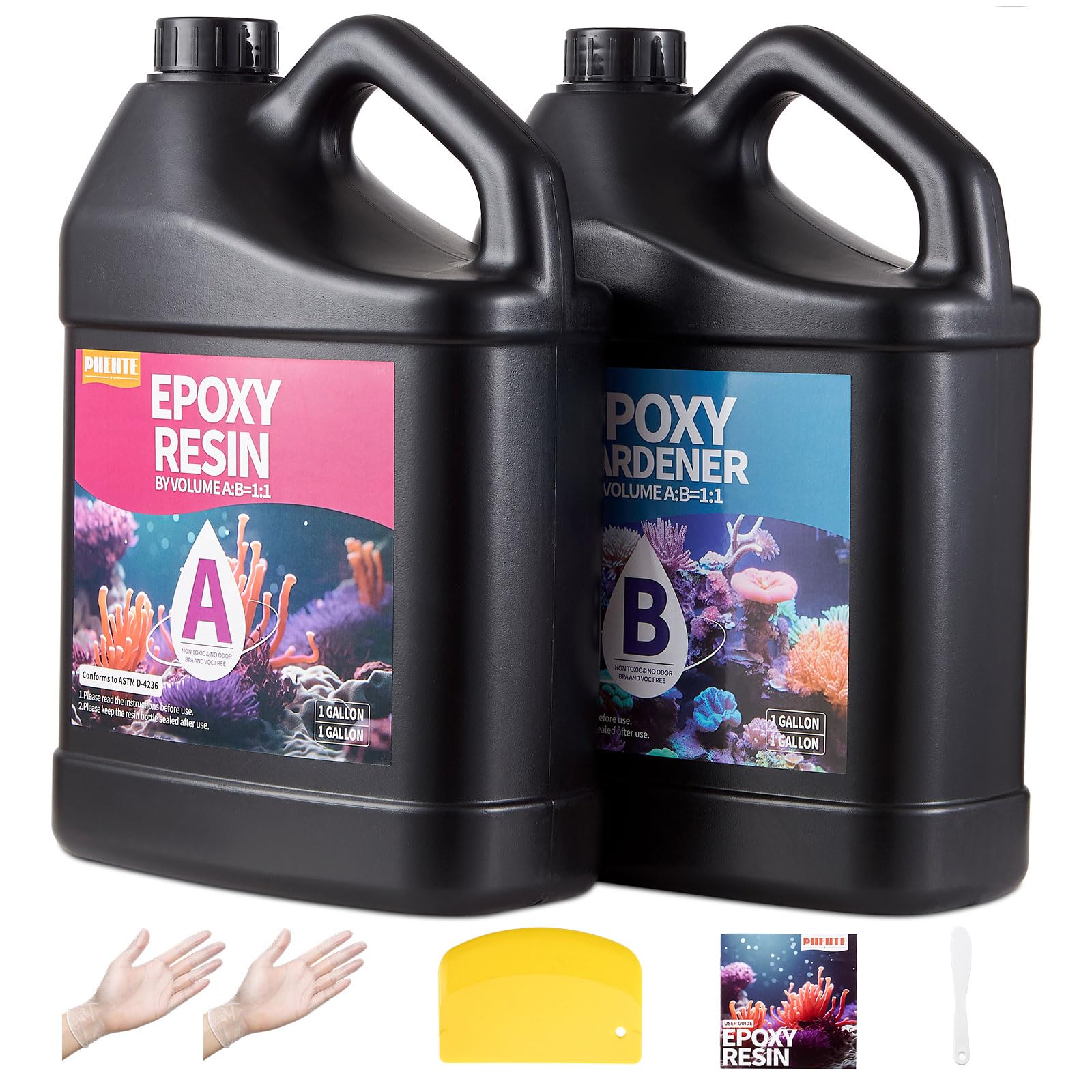 1 Gallon Epoxy Resin Kit, Crystal Clear and Hard Upgraded 2 Part Resin and Hardener for Casting Coating, Countertop, Table top, Art DIY Handcraft Jewelry
