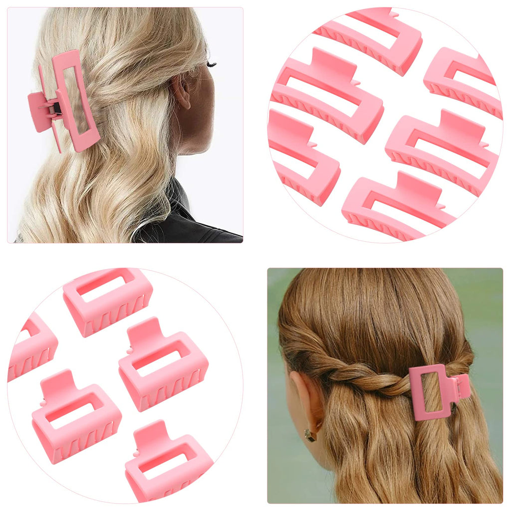 12 Pack Black Square Claw Clips, Big and Small Neutral Rectangle Hair Claw, Non-slip Matte Large Hair Clips for Women,Strong Hold jaw clip for Thick Thin Hair