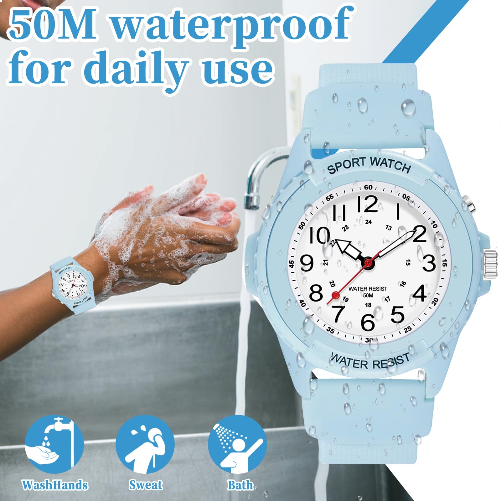 PROKING Waterproof Nurse Watch for Medical Professionals Students Women Men, Night Light, 12/24 Hour Military Time Easy to Read Dial, Second Hand Watch for Nursing Day Gifts