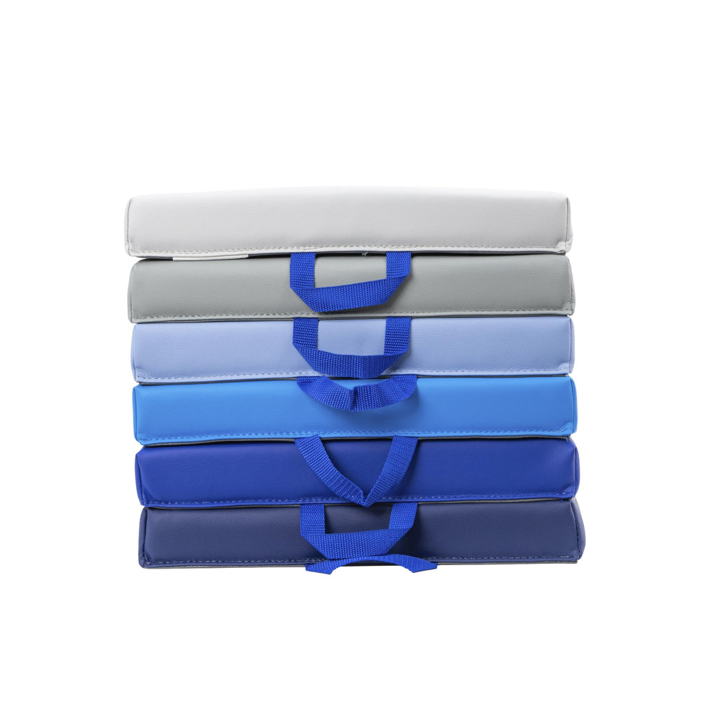 Factory Direct Partners SoftScape 15 inch Square Classroom Floor Cushions with Handles; Flexible Seating for Daycare, Preschool, Playroom; 2 inch Thick Deluxe Foam (6-Piece) - Assorted, 12228-AS