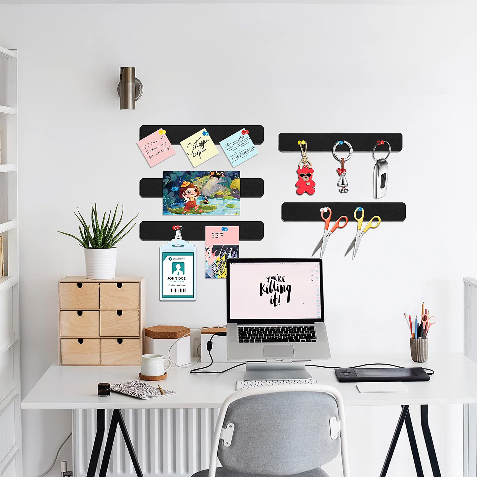 Felt Bulletin Board, 15.7''X 11.8'' corkboard Pin Board for Bedrooms Offices Home Wall Decoration, Self Adhesive Cork Board with 35 Push Pins for Paste Notes, Photos, Schedules (2 Pack)