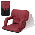 PICNIC TIME Ventura Portable Reclining Stadium Seat with Back Support, Folding Bleacher Chairs with Back and Cushion, Thick Padded Stadium Seat, Armrest, and Six Backrest Positions, (Black, Standard)