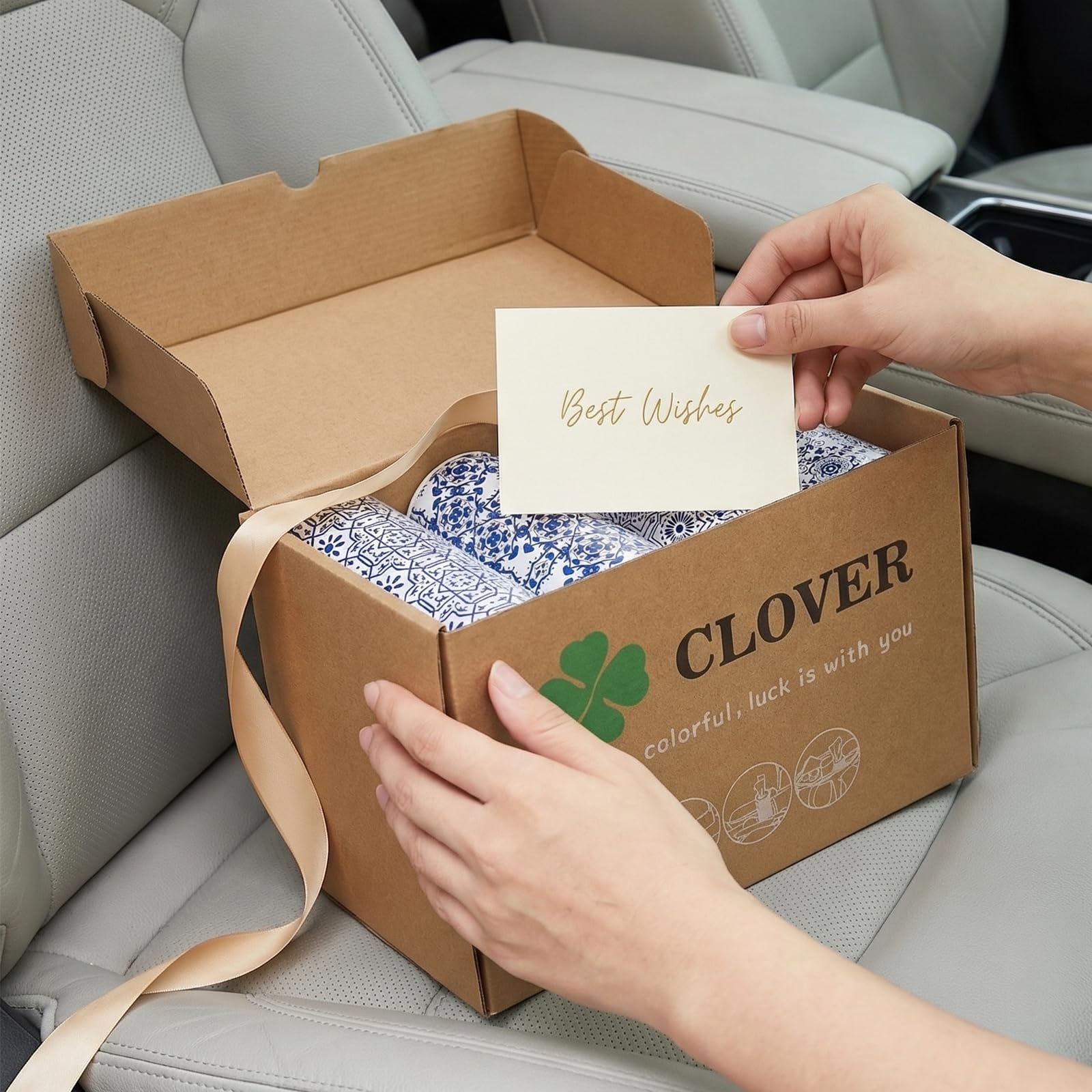 Car Round Canned Tissue Box Cup Holder Facial Tissues,Cylinder Tube Face Towel,4 Canister 3-Ply Car Napkins for Travel Tissue Bulk Fit Home,Office,School by CLOVER