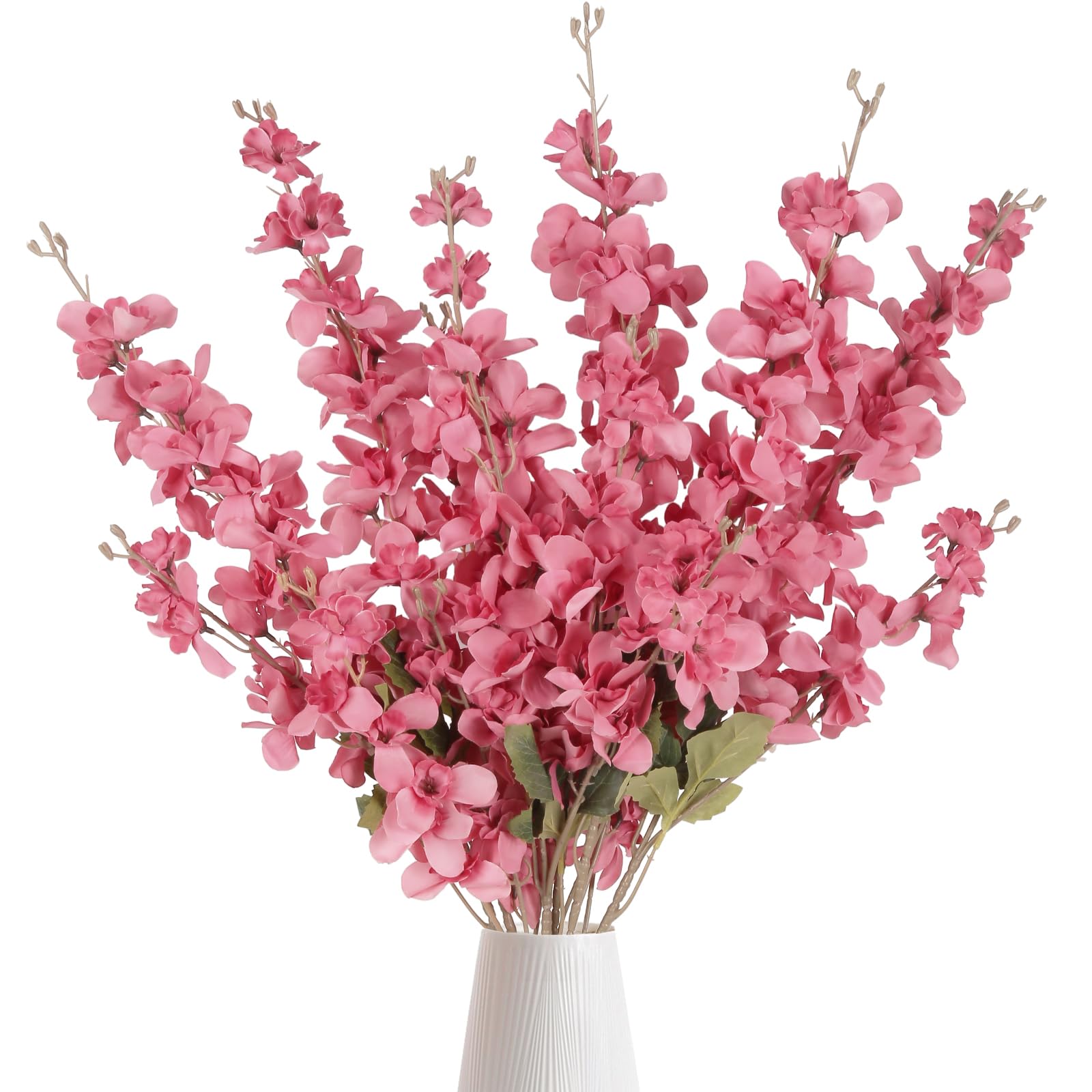 6PCS Blue Delphinium Artificial Flower Lifelike Silk Larkspur Flowers Plant 35.43" Long Stem Blossoms Fake Flowers for Tall Vase Floral Arrangements Home Table Wedding Decor(Blue)