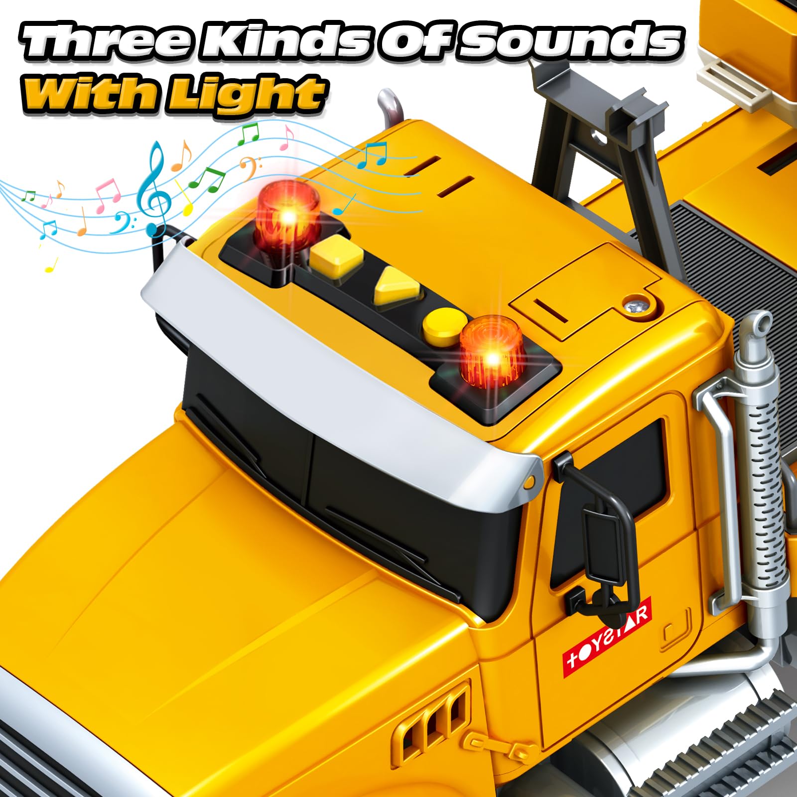 Bstoyder Kids Toys for 3 4 5 6 7 8 Years Old Boys, 15" Crane Truck Toy with Lights, Sounds, Toddler Friction Powered Truck Vehicle Toy for Boys Girls Birthday Gifts