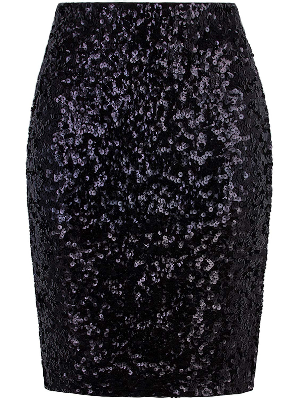 Vijiv Women's Sequin Skirt Midi High Waist Elegant Stretchy Sparkle Side Slit Pencil Skirt Party Cocktail