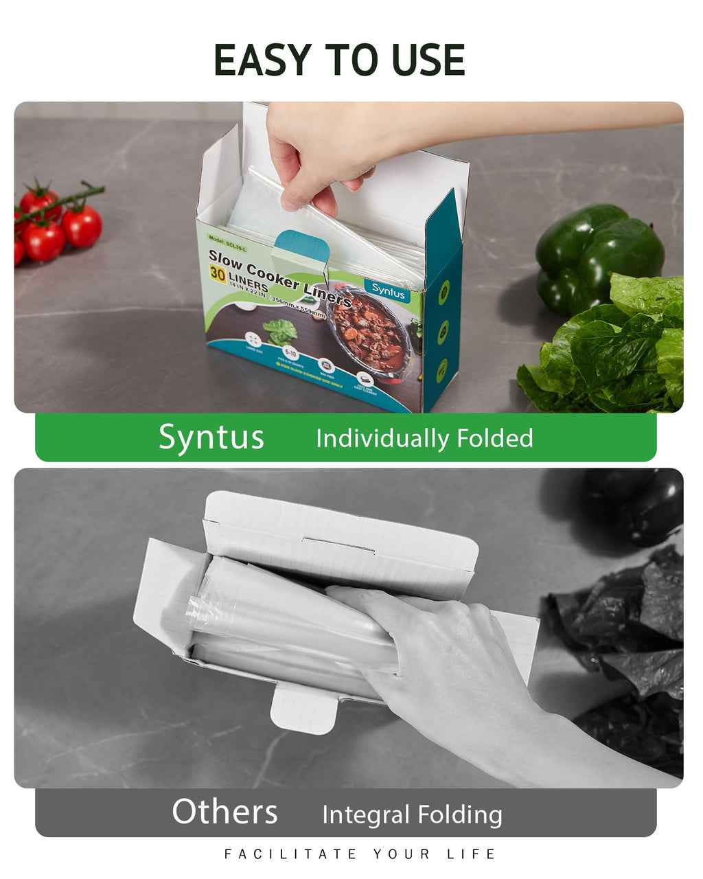 Syntus Slow Cooker Liners, 10 Count Cooking Bags Small Size Disposable Pot Liners Plastic Bags, Fit 1QT to 3QT for Slow Cooker Cooking Trays, 10.5"x 17.5", 10 Liners