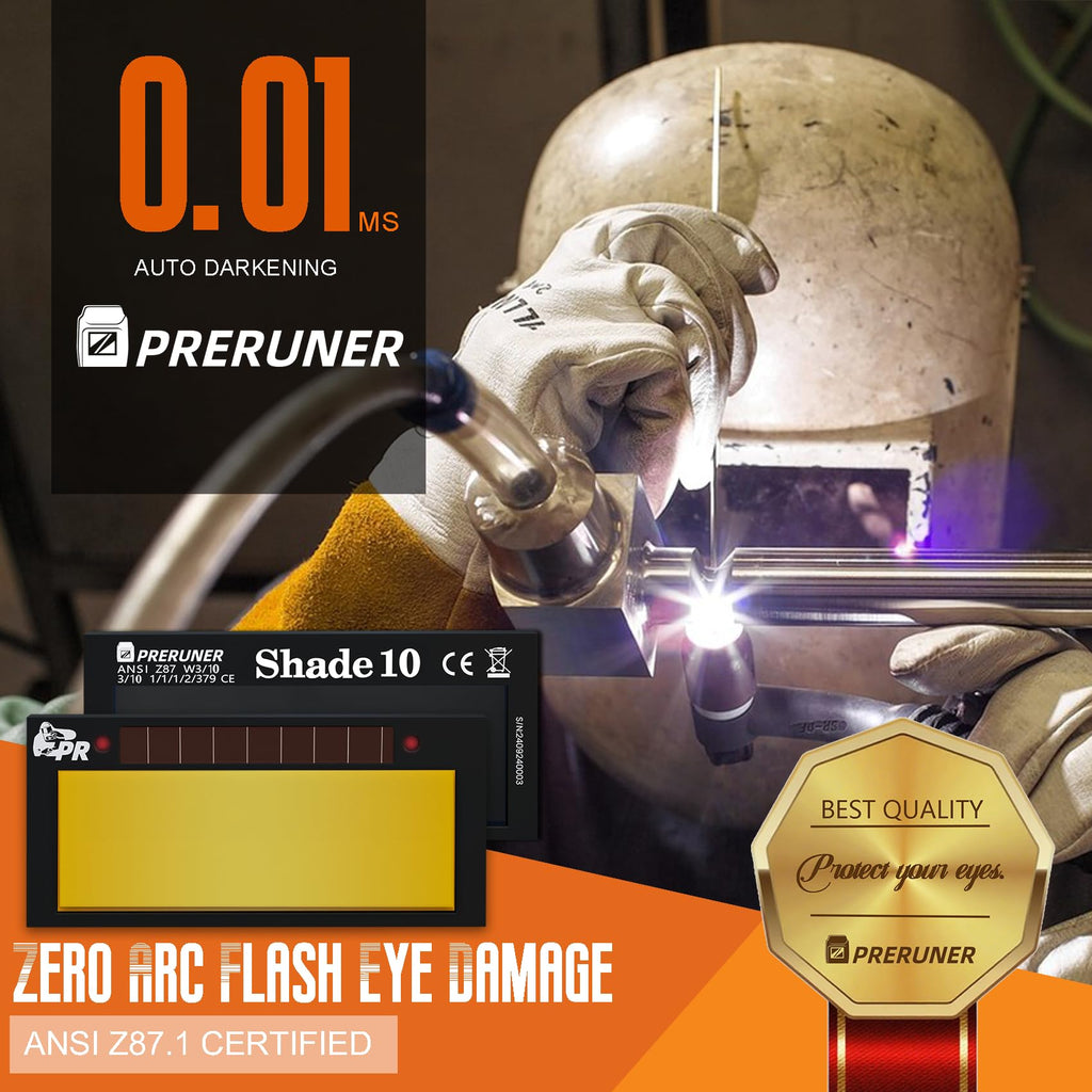 Core Series Gold Shade 9 Auto Darkening Welding Lens 2" x 4 1/4", Slim 0.2" Welding Lens with Cool Blue Puddle View for Pancake & Sugar Scoop Welding Hoods