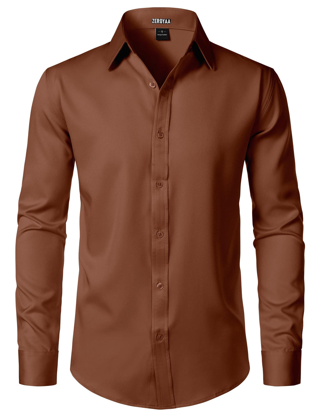 ZEROYAA Men's Wrinkle Free Long Sleeve Dress Shirt Business Casual Modern Slim Fit Button Down Shirts for Wedding and Office
