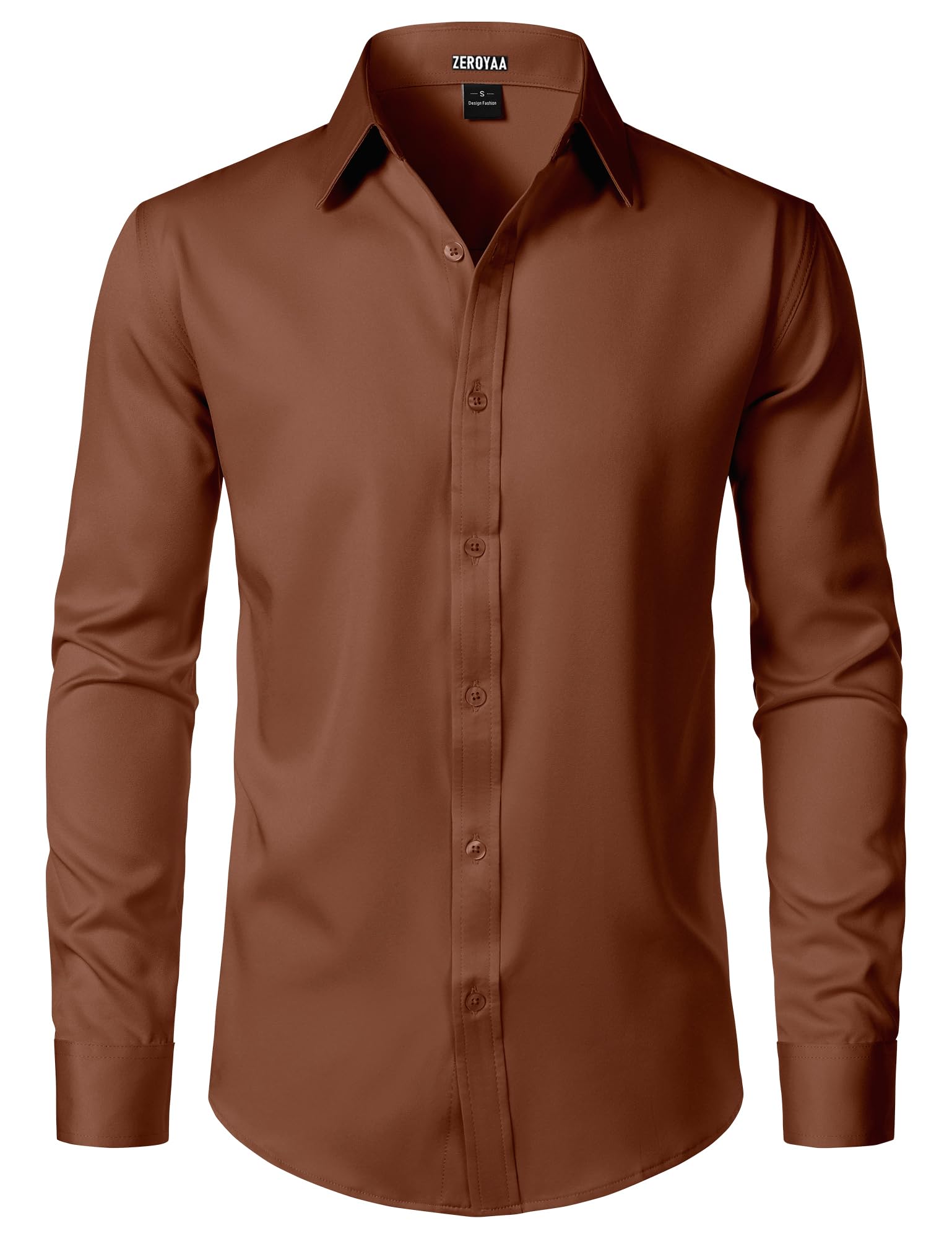 ZEROYAA Men's Wrinkle Free Long Sleeve Dress Shirt Business Casual Modern Slim Fit Button Down Shirts for Wedding and Office