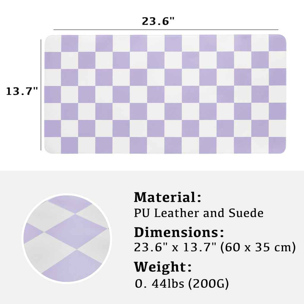 Ohocut Checkered Desk Mat, Large Cute Aesthetic Retro PU Leather Computer Laptop Desk Mat, Non-Slip Waterproof Mouse Keyboard Pad, Desk Writing Mat for Work/Home (Beige, 23.6" x 13.7")