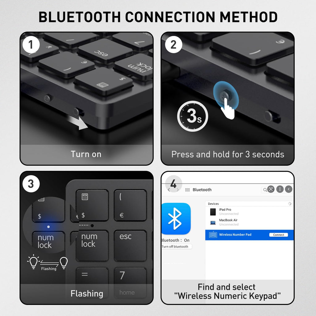 havit Bluetooth Number Pad Wireless Numeric Keypad Numpad 26 Keys Portable Mini Financial Accounting Rechargeable Numeric Pad for Windows Laptop Desktop, PC, Notebook (Black)