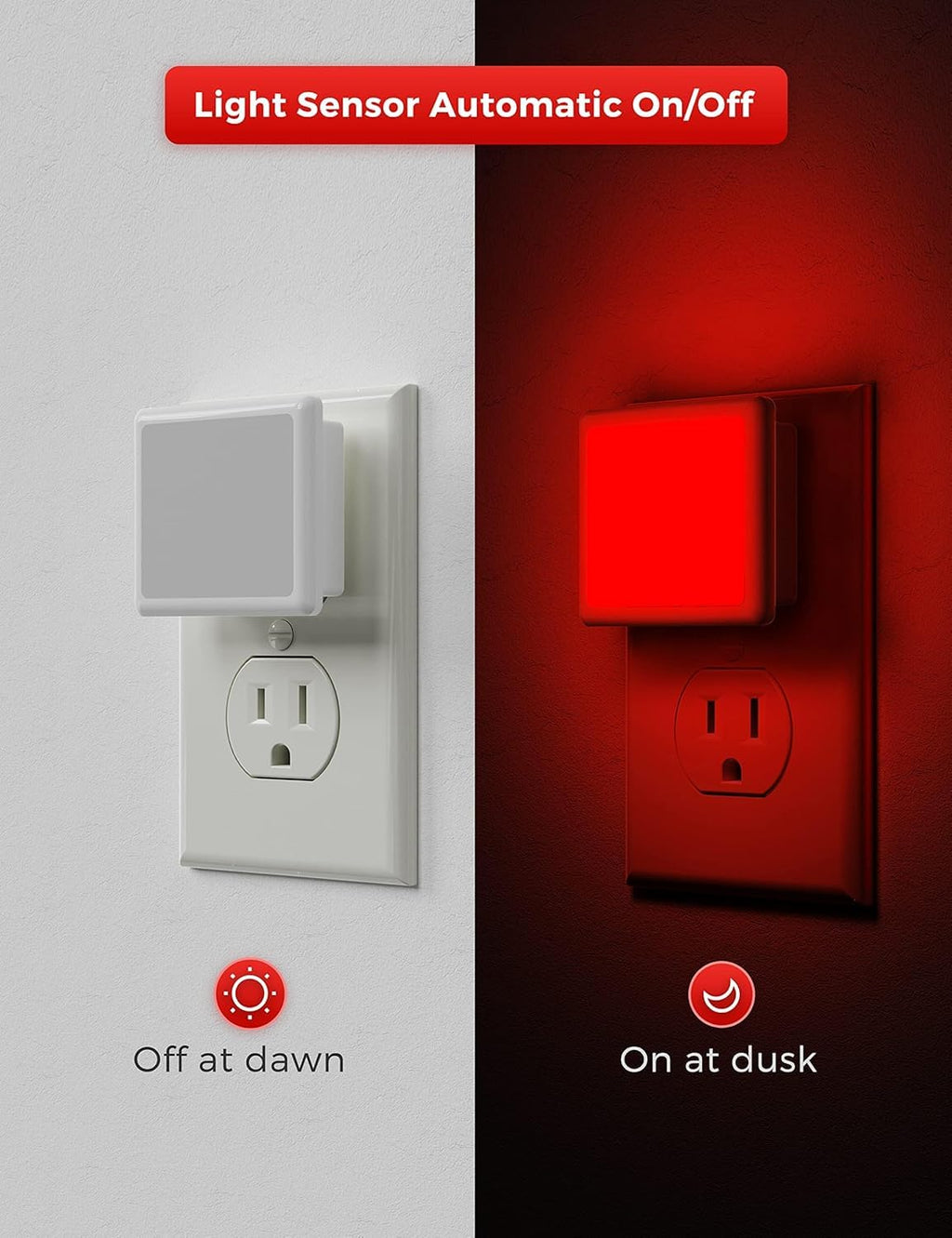 L LOHAS LED Night Light,Night Lights Plug into Wall, [6-Pack] Plug in Night Light, Dusk-to-Dawn Sensor, 3000K Soft White 0.3W Bright Nightlight Auto-On/Off for Adults Kids Bedroom Bathroom Hallway