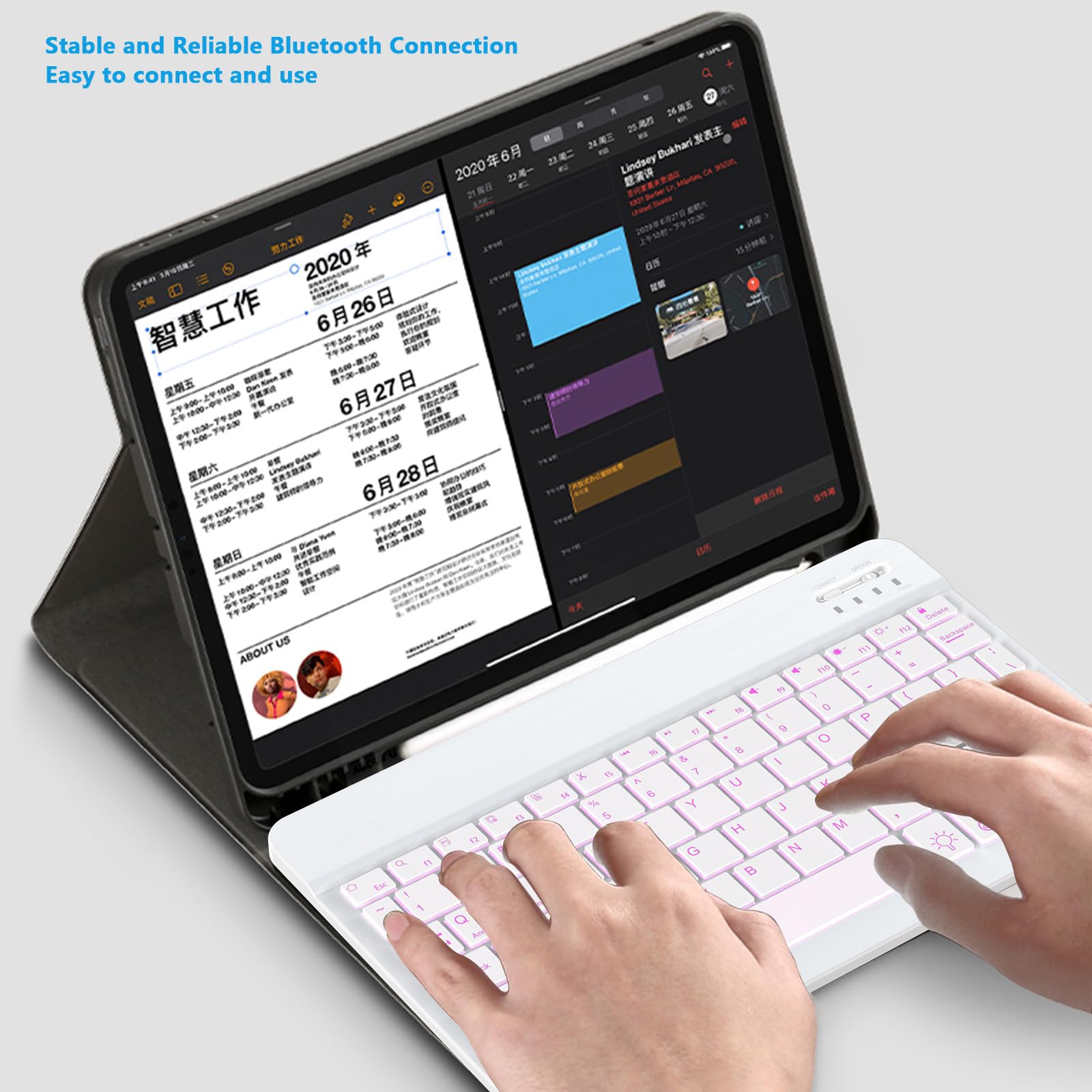 Backlit Bluetooth Keyboard Small Portable Wireless Keyboard Rechargeable Illuminated for Android Samsung Tablet Cell Phone Smartphone iPad A16 11th 10th Generation iPad Pro Air Mini iPhone (Black)