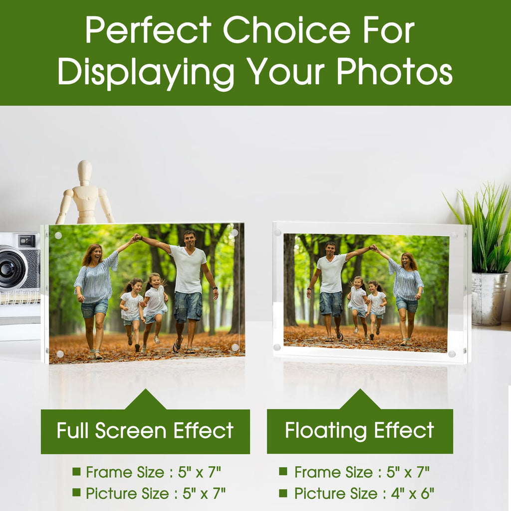 SYNTRIFIC 10 PACK Magnetic Picture Frame,8X10 Acrylic Frame Double Sided Picture Frame,20mm Thickness Magnetic Premium Acrylic Picture Frames Gifts Ideal