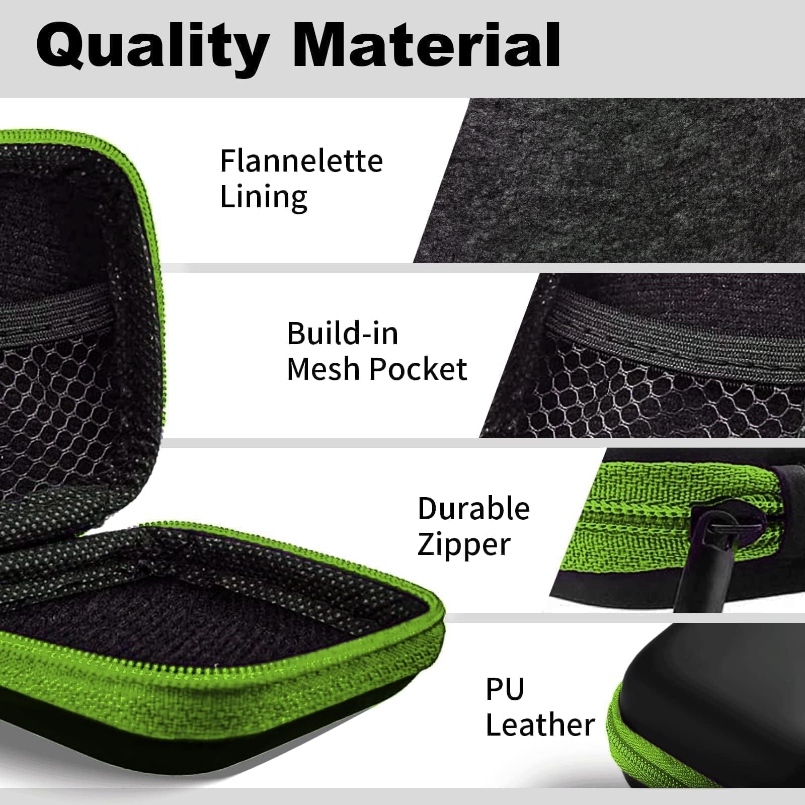 2Pack Oval Earbud Case Portable EVA Carrying Case Storage Bag Cell Phone Accessories Organizer with Carabiner for Earphone, Earbud, Earpieces, SD Memory Card, Camera Chips, Black/Purple
