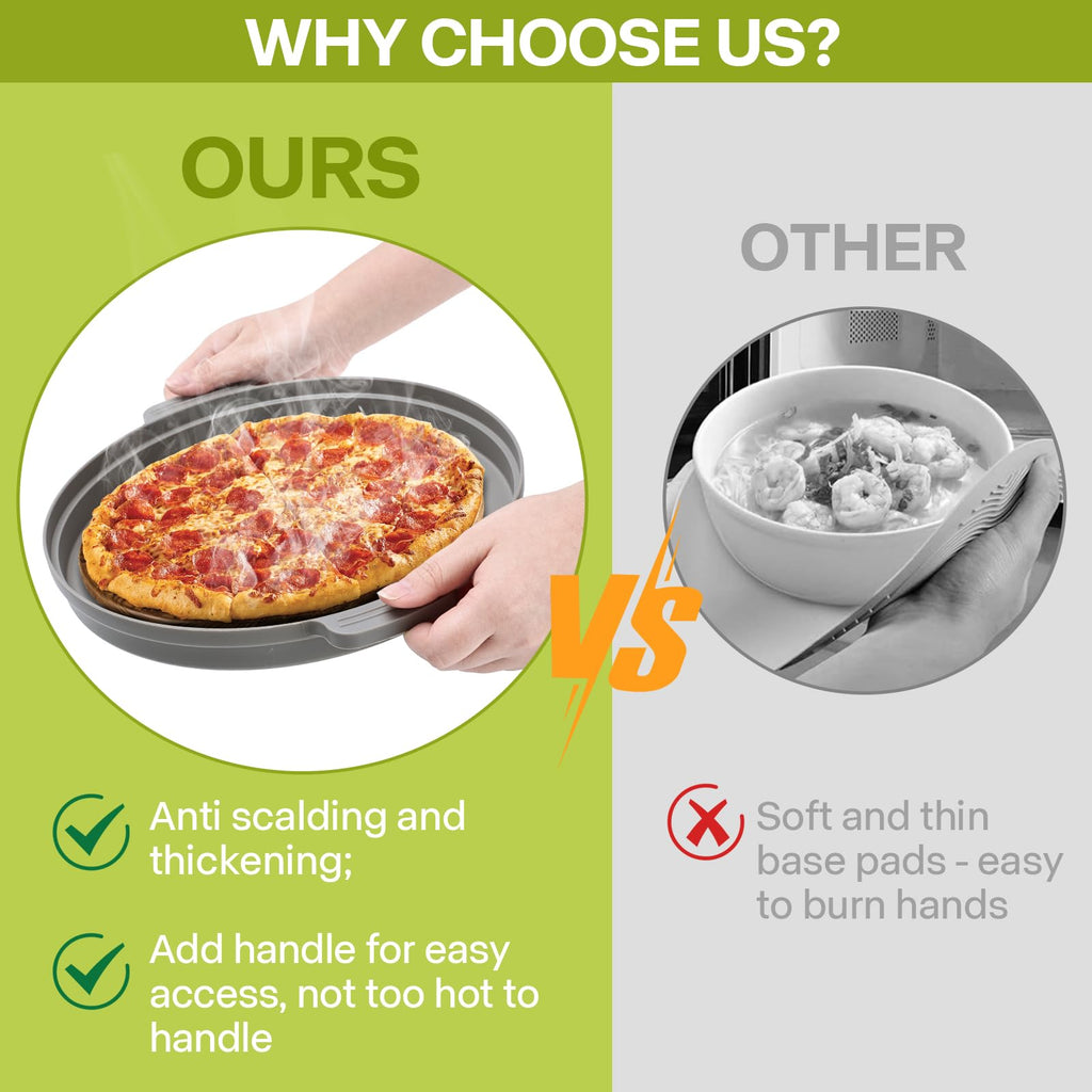Microwave Splatter Cover for Food with Anti-scald Base Plate,Large Plastic & Silicone Vented Avoid Scalding Collapsible Guard Lid, Plate Holder & Kitchen Colander for Meal Prep-10.7 Inch (2 Pcs BRed)