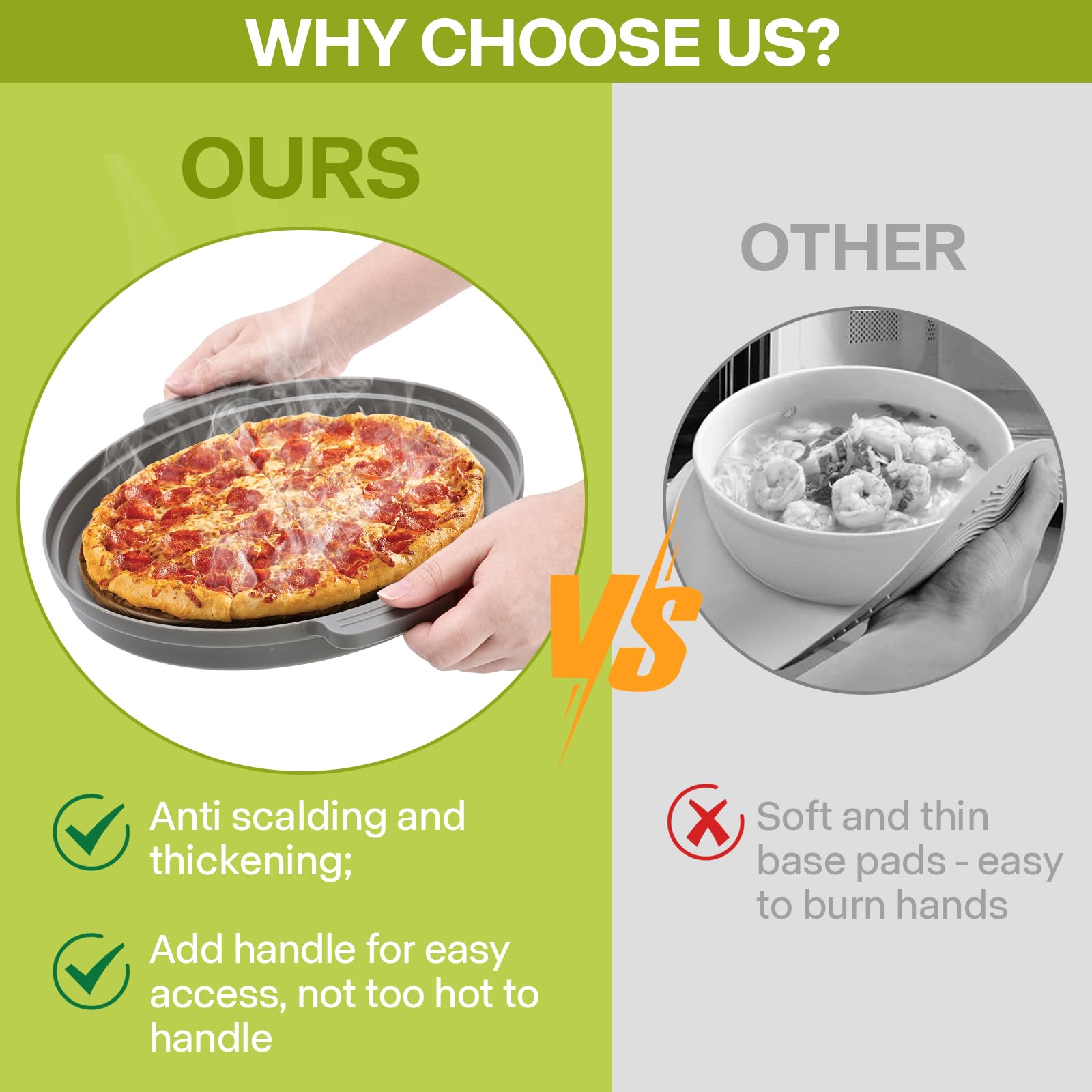 Microwave Splatter Cover for Food with Anti-scald Base Plate,Large Plastic & Silicone Vented Avoid Scalding Collapsible Guard Lid, Plate Holder & Kitchen Colander for Meal Prep-10.7 Inch (2 Pcs BRed)