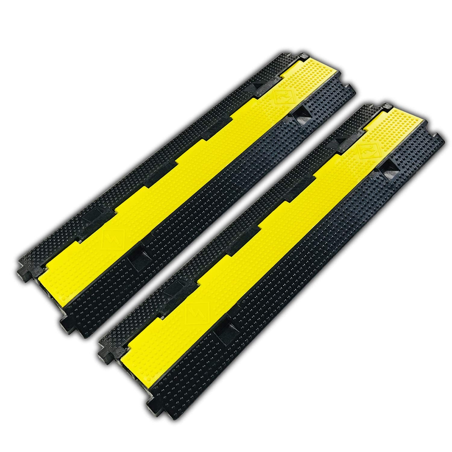 4 Pack Rubber Cable Ramp Hose Cable Protector Ramp 1 Channel 11000Lbs Load Capacity Traffic Speed Bump Wires Power Lines Extension Cord Cover for Indoor Outdoor