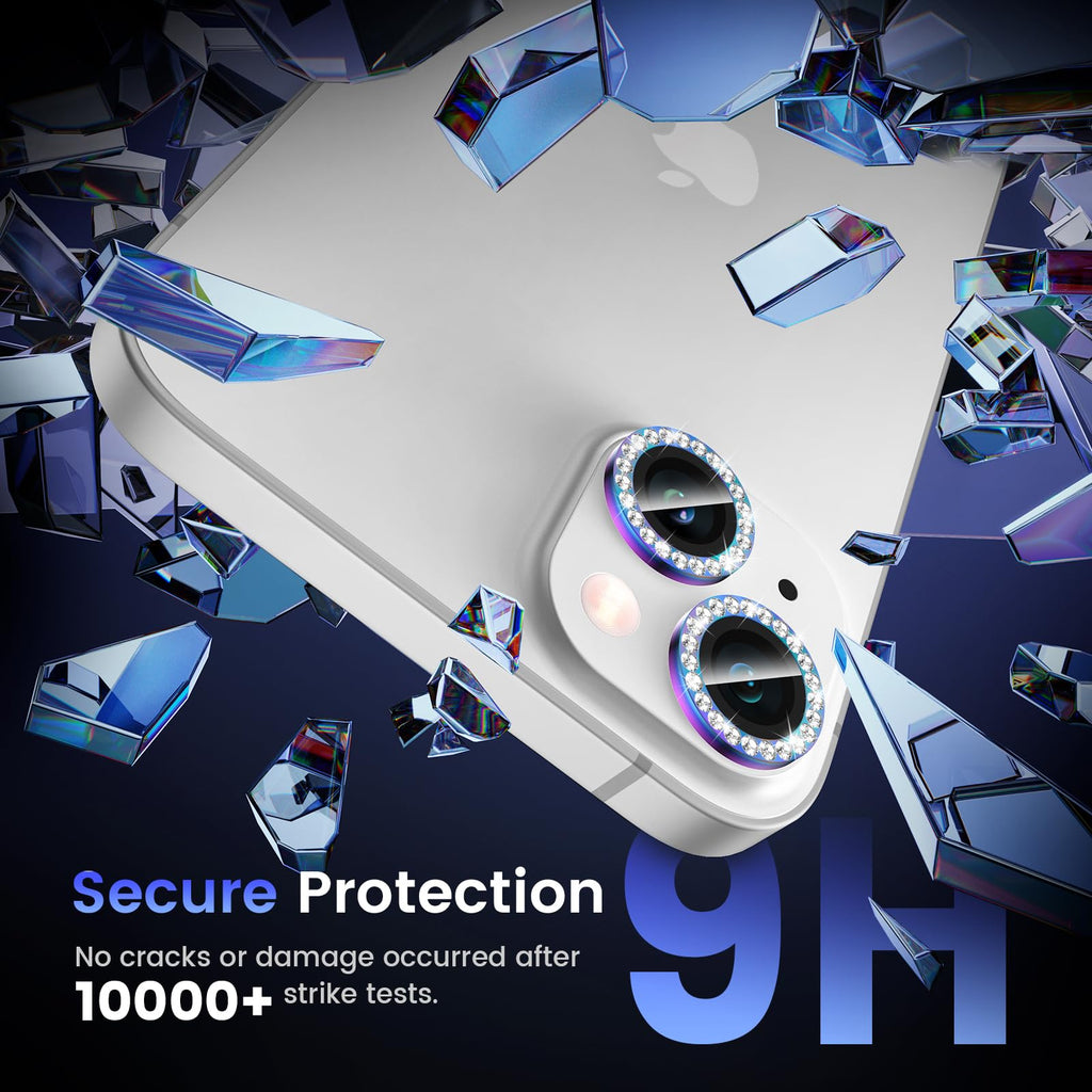 Tensea for iPhone 13 mini/iPhone 13 Camera Lens Protector, 9H Tempered Glass Camera Cover Screen Protector Metal Individual Ring for iPhone 13mini 5.4 inch /13 6.1 inch