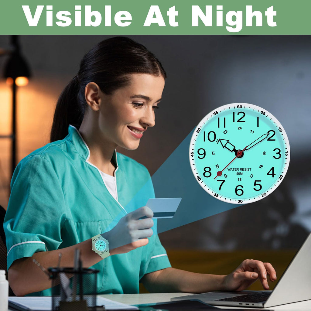 PROKING Waterproof Nurse Watch for Medical Professionals Students Women Men, Night Light, 12/24 Hour Military Time Easy to Read Dial, Second Hand Watch for Nursing Day Gifts