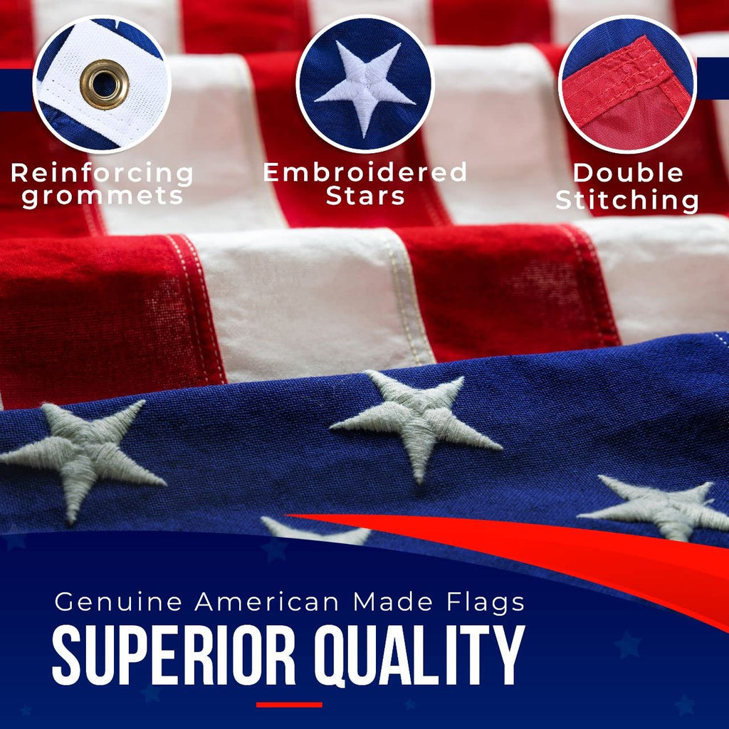 2X3 American Flag for Outside | American Flag Made in USA Heavy Duty American Flags for Outside 2X3 with Embroidered Stars and Sewn Stripes - All Weather US