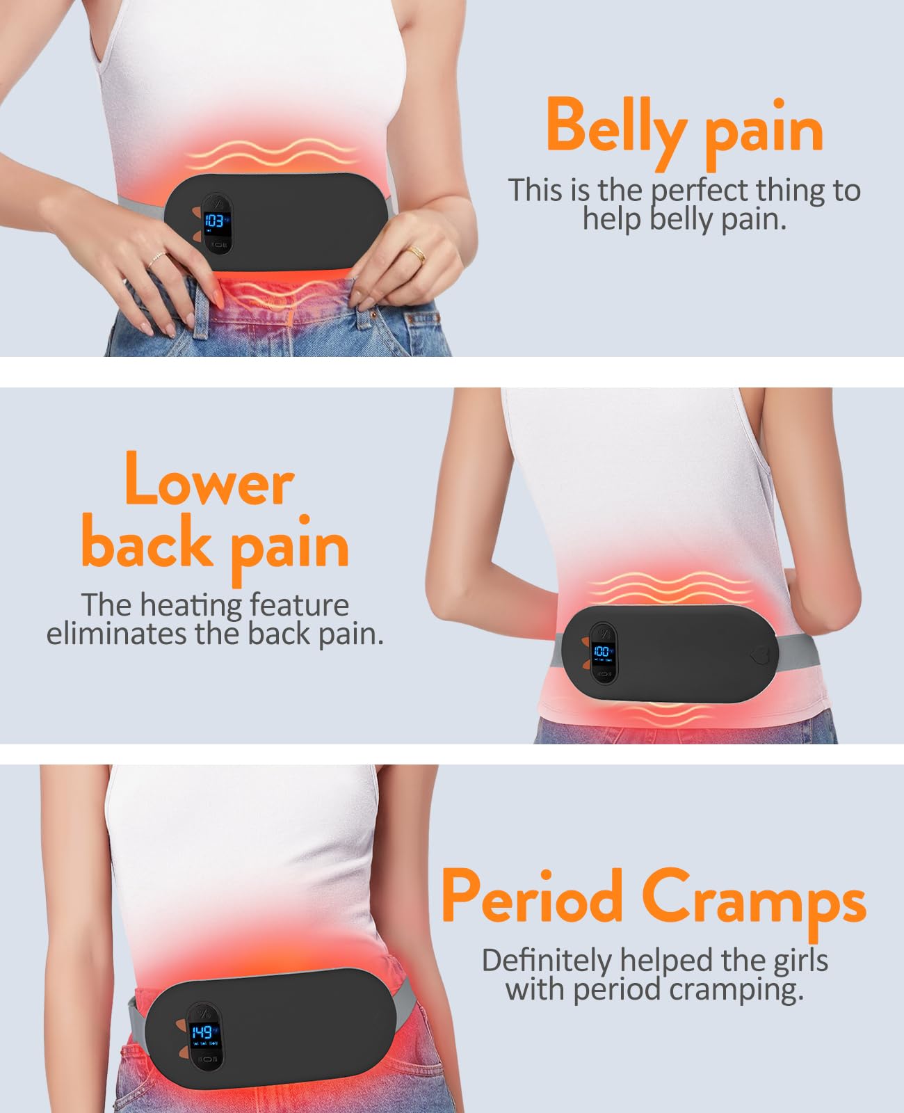 Electric Heating Pad, Portable Cordless Menstrual Heating Pad with 6 Heat Levels and 6 Massage Modes, Fast Large Heating Belly Wrap Belt for Cramps, Back Pain Relief Gifts for Women Girls Her