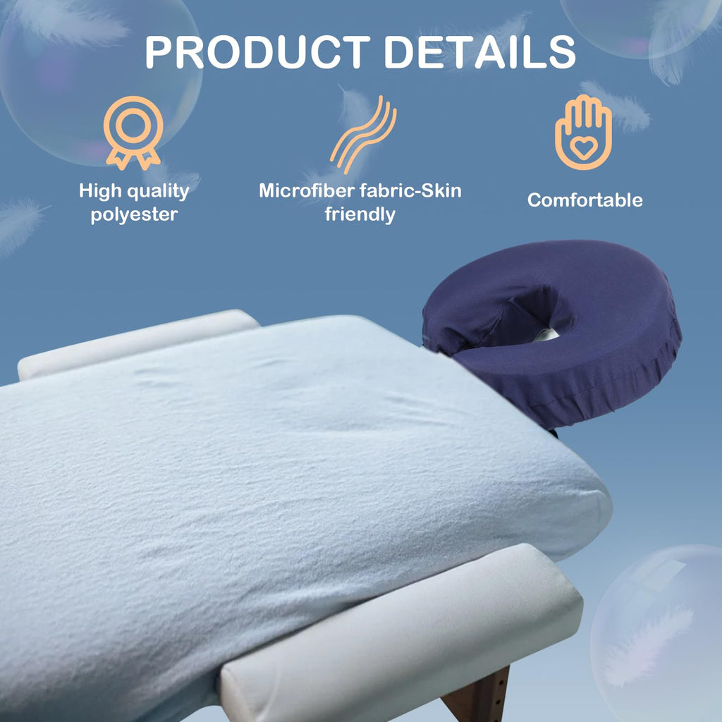 Macarrie 24 Pcs Face Cradle Covers for Massage Table Microfiber Reusable Soft Thicker Massage Table Headrest Covers Bulk Oil Proof Cradle Head Rest Sheets for Spa Beauty Salons(Beige)