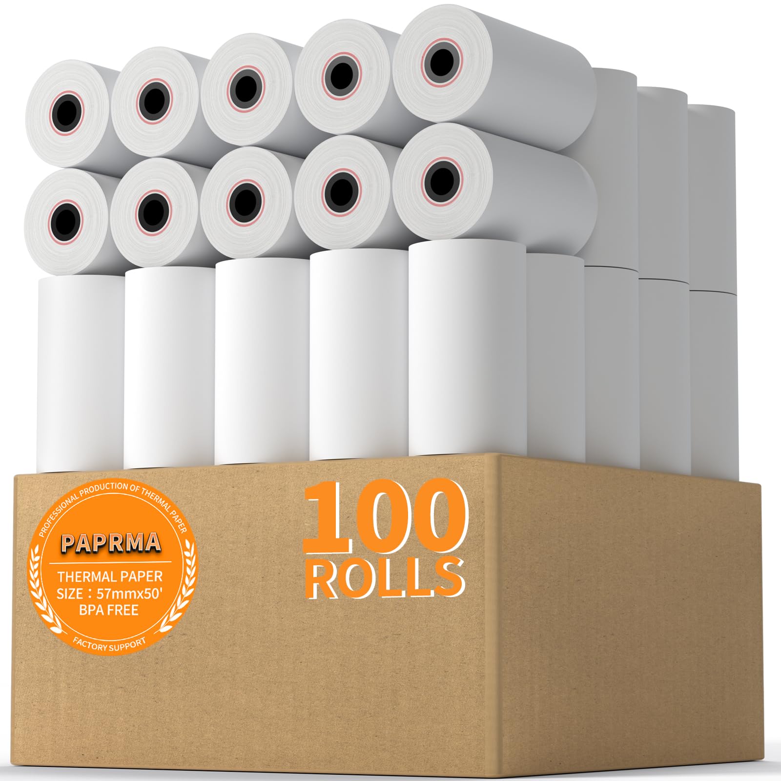 2 1/4'' x 50' Thermal Receipt Paper 50 Rolls, 2.25x50ft Receipt Roll Cash Register Paper - For Credit Card Machine POS Terminal Clover Mini Verifone