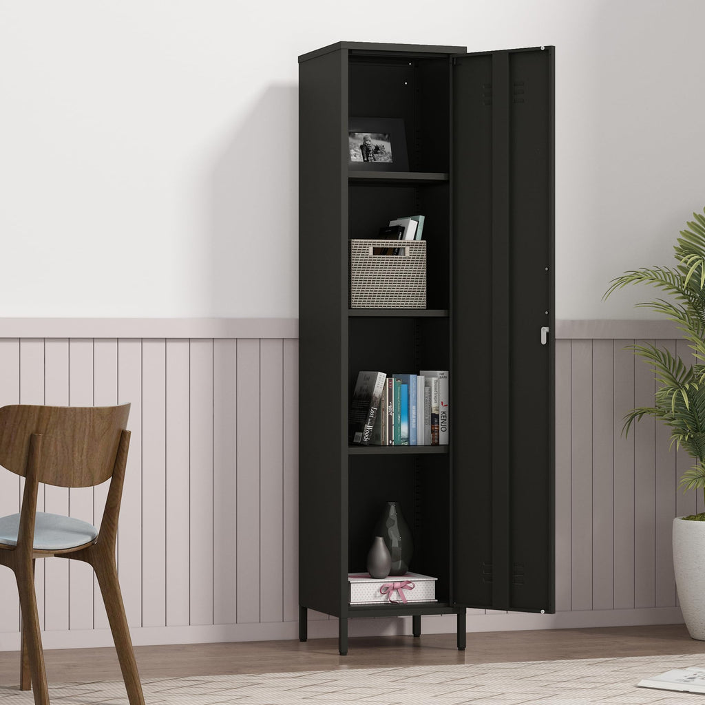 2 Door Steel Accent Cabinet,Black Metal Storage Cabinet with Adjustable Shelf,2-Tier Office Cabinet,Multipurpose Metal Locker Storage Cabinet for Office Home,Music Studio