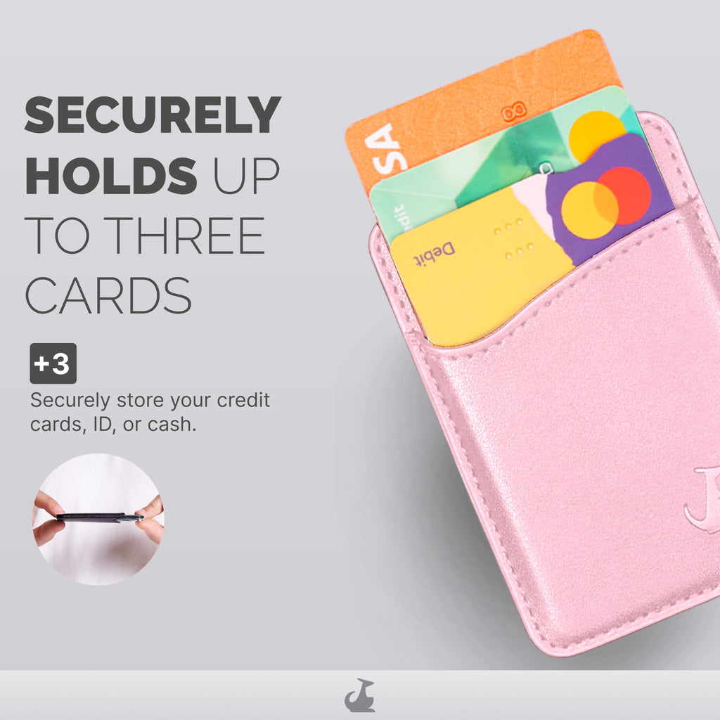 Wallaroo Premium Leather Cell Phone Wallet Stick On - Android and iPhone Wallet and Card Holder for Women and Men - Durable with Non-Slip Lining Secures Up to 3 Cards