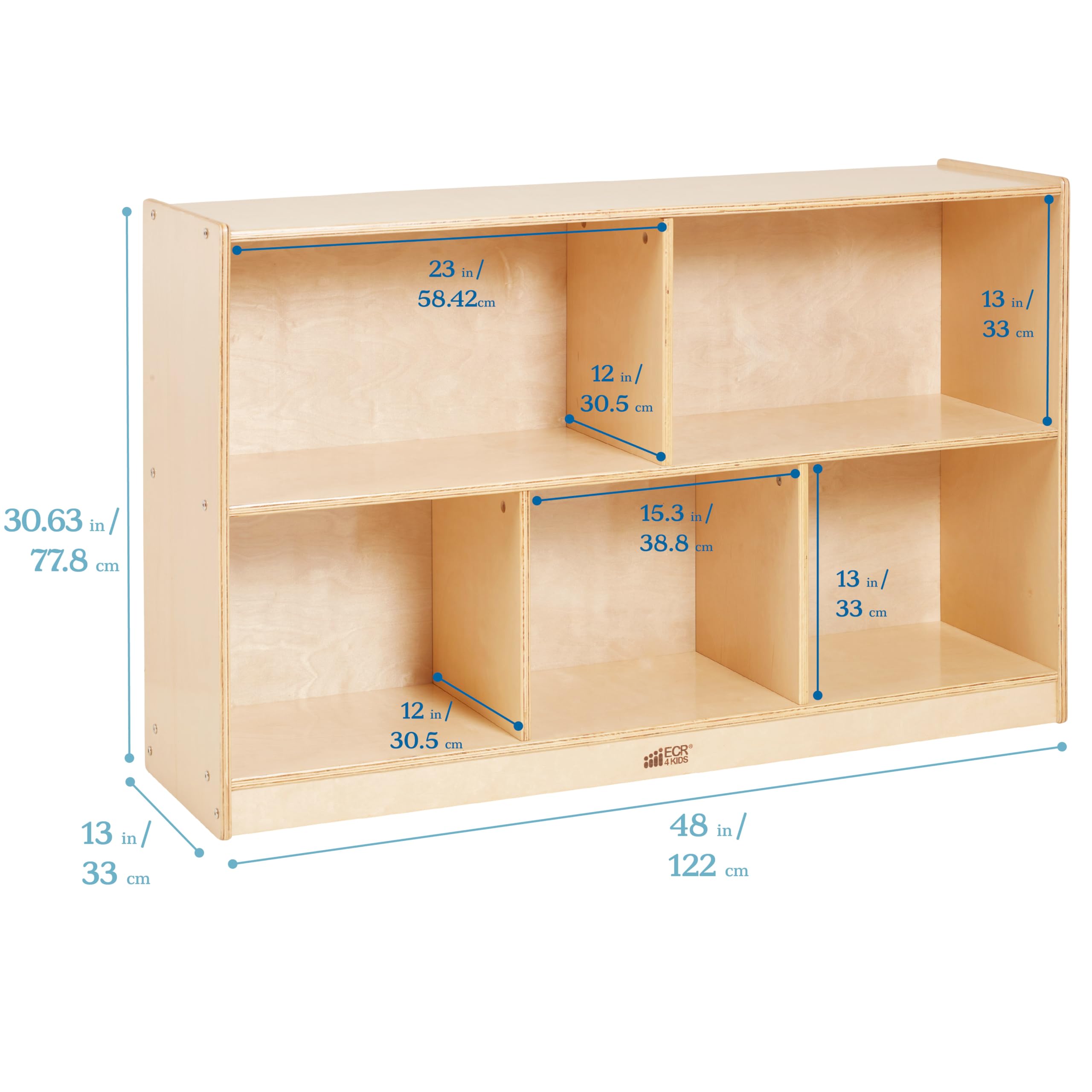 ECR4Kids 5-Compartment Mobile Storage Cabinet, Preschool, Classroom Furniture, Grey Wash