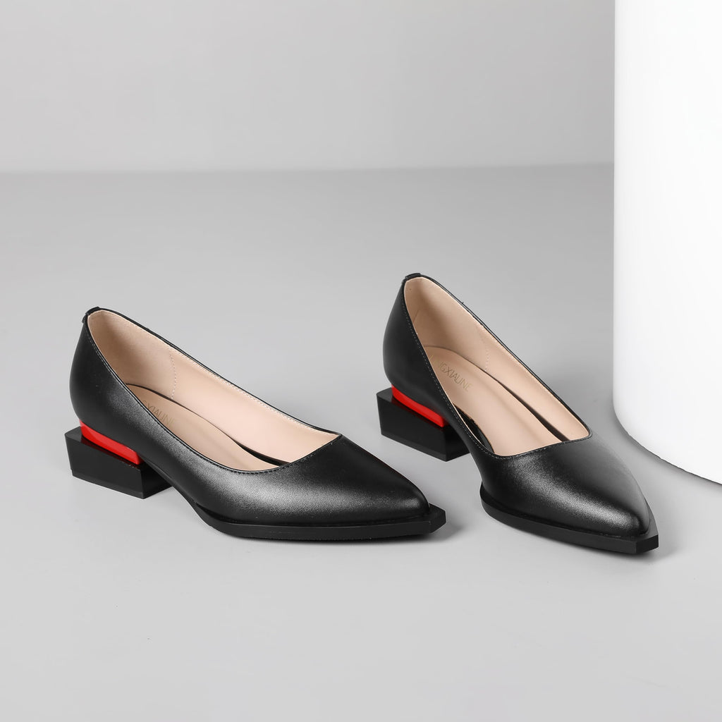 LingxiaUne Dress Shoes for Women, Comfortable Dressy Flats, Womens Chunky Heel Pumps with Arch Support and Pointed Toe