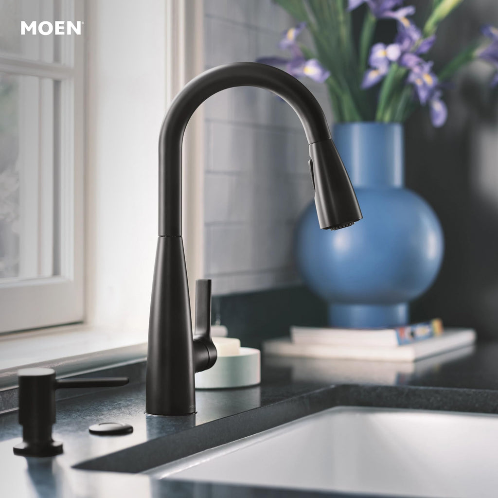 Moen Haelyn Pulldown Kitchen Faucet with Power Boost, 87627 | Pulldown sprayer, Power Boost technology, Soap dispenser included, Chrome finish, High arc faucet