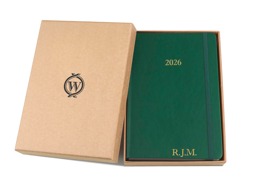 Wykeham's Executive 2026 Daily Journal Planner – US Public Holidays & Format – Customization Available (Brown, 6" x 4.5")