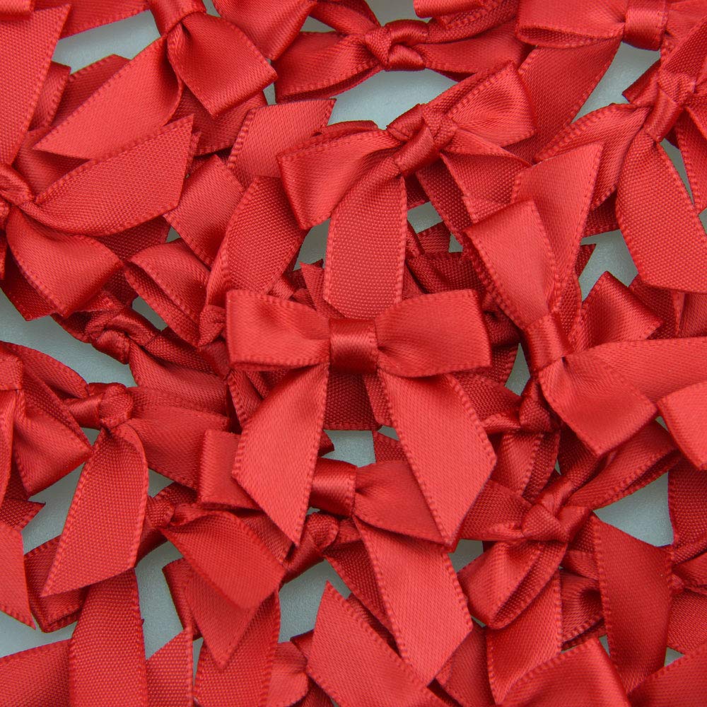 7Rainbows 50pcs Boutique 1.5" Black Satin Ribbon Mini Bows for Craft Sewing Scrapbooking Wedding and Gift Wrapping