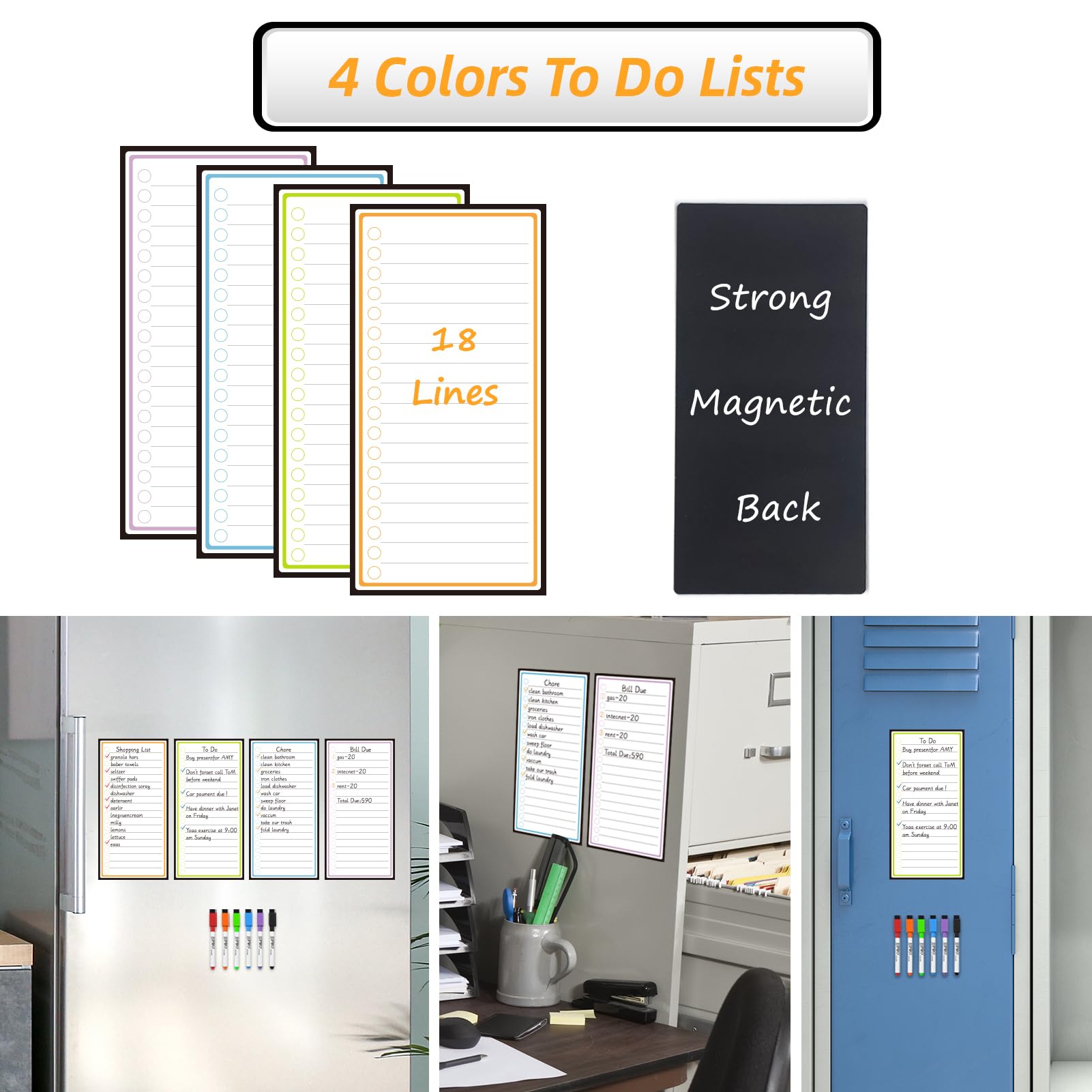 JJPRO Magnetic Dry Erase Chore Chart Set for Fridge-Used for Multiple Kids-One Chore Chart and Two Bonus Dry Erase Pad/Grocery Boards-Behavior Chart for Multiple Kids