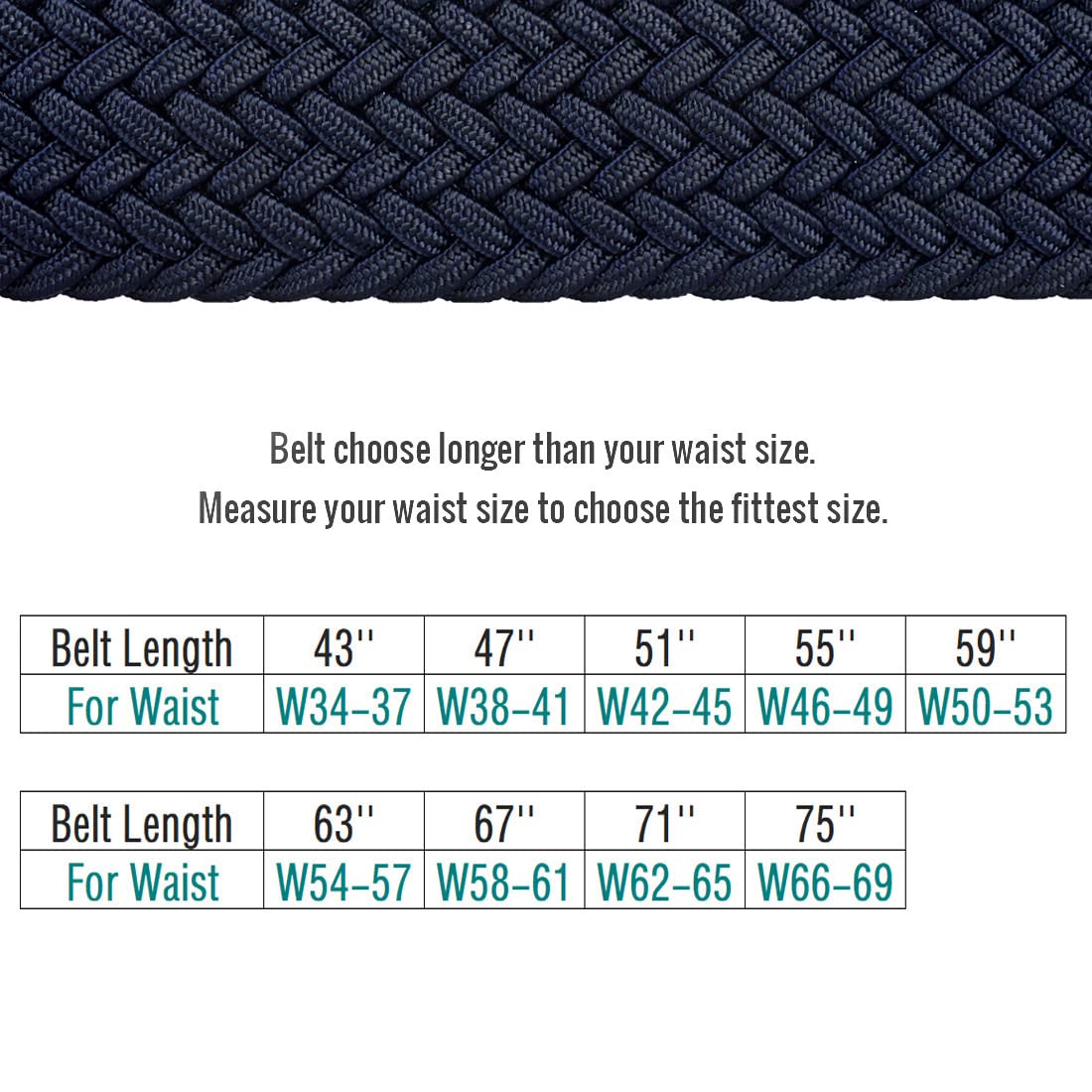 Plus Size 43'' to 75'' Mens Elastic Stretch Belts Big and Tall Belt