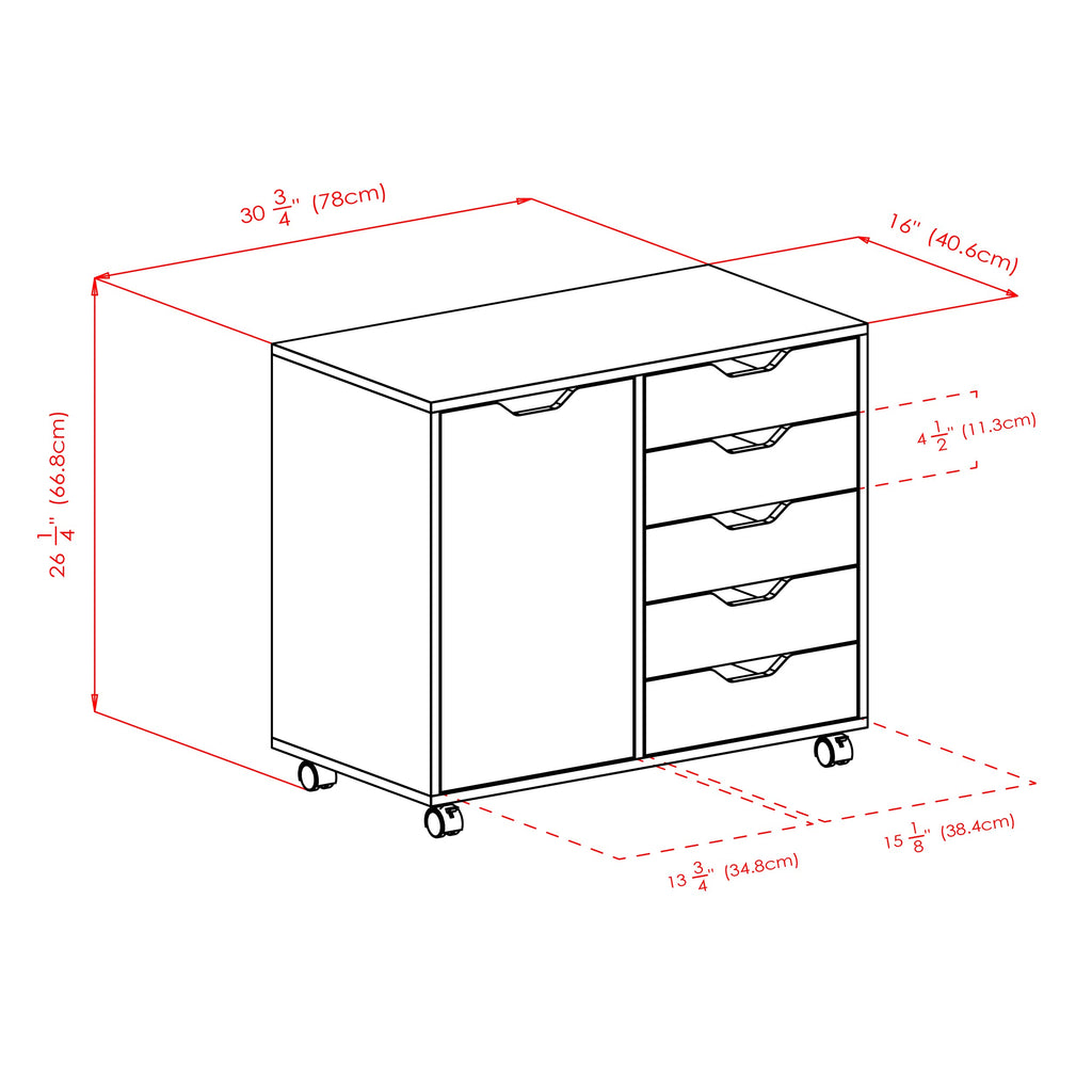 Winsome Halifax Mobile Storage Cabinet with Doors & Drawers, Stylish & Functional Home Storage Cabinet for Filing, Kitchen Organization, Moveable Furniture for Office, Dorms, Apartments
