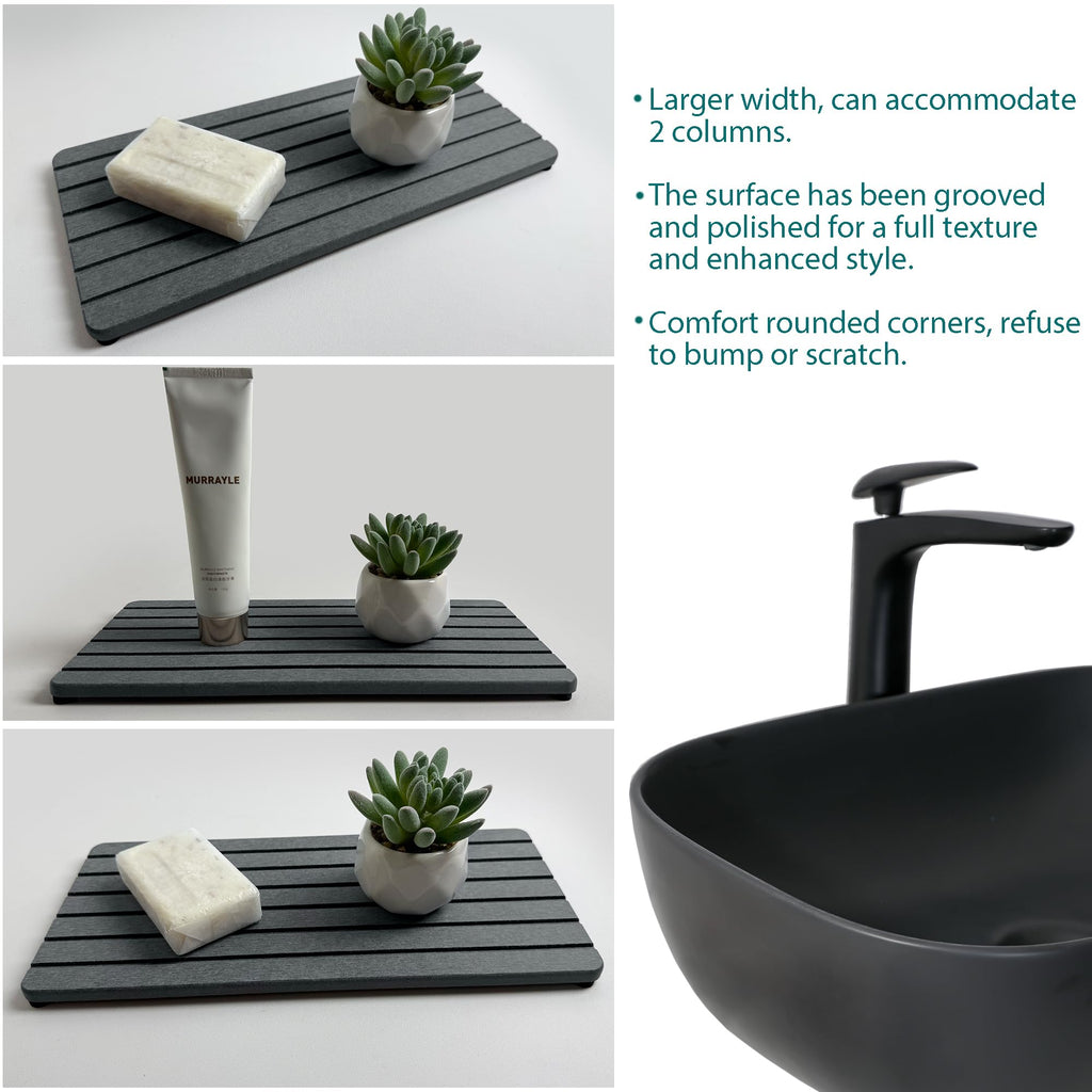 NiuYichee 2 PCS Water Absorbent diatomite Coasters, 7.1" x 3.5" Water Absorbing Stone Tray for Sink, Stone Drying mat for Kitchen Counter, Stone soap Tray Used for Hand Soaps & toiletries & Plants