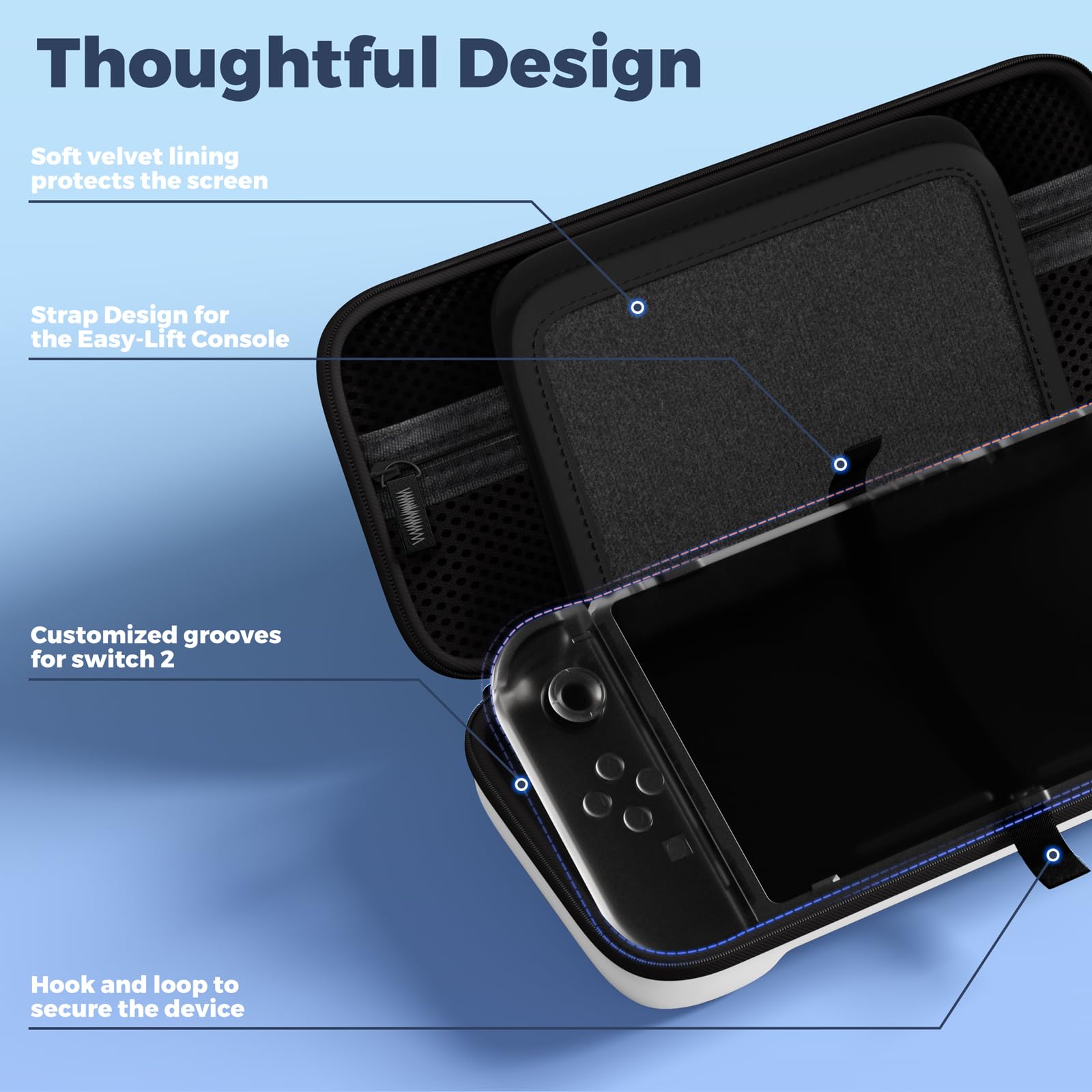 ProCase Carrying Case for Nintendo Switch 2 (2025) with 24 Game Card Slots, Hard Portable Travel Case Storage Bag Protective Pouch for 2025 Nintendo Switch 2 Console AC Adapter & Accessories -Black,L