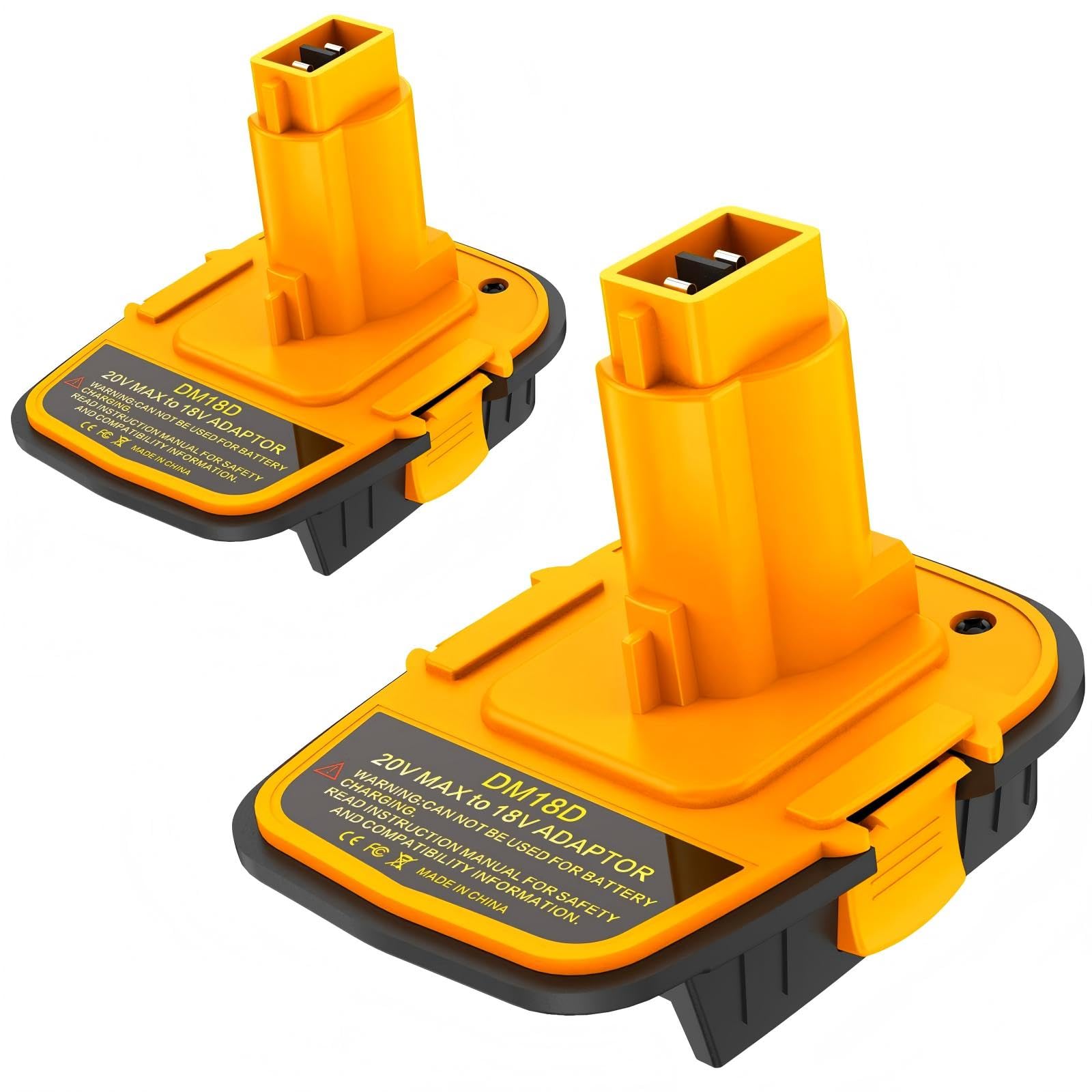 Azocek 1 Pack DM18D Battery Adapter Converter with USB Port for Dewalt 18V Tools, Converts for De-Walt 20V or Mil-wau-kee 18V Li-on to De-Walt 18-V Battery Adapter