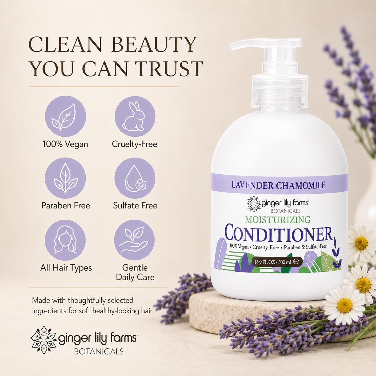Ginger Lily Farms Botanicals Moisturizing Conditioner for Dry Hair, 100% Vegan & Cruelty-Free, Apple Pear Scent, 1 Gallon Refill (128 fl oz)