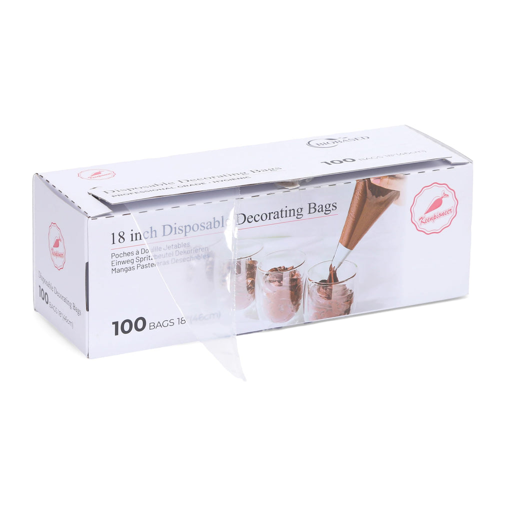 Keenpioneer 18-Inch Piping Bags, Large Capacity, Biobased Disposable Cake Decorating Pastry Bag - Pack of 100