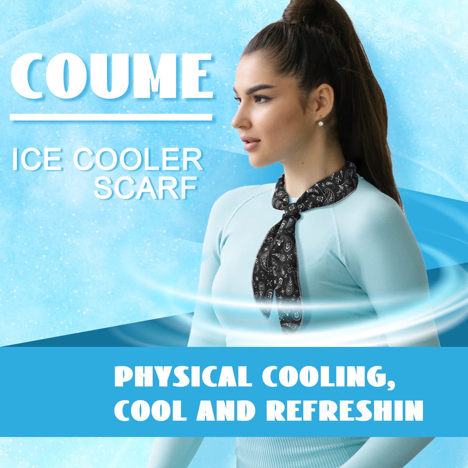 Coume 6 Pack Cooling Neck Wraps Neck Cooler Ice Bandanas Scarf for Hot Weather Summer Ultra Running Walking Riding Women Men