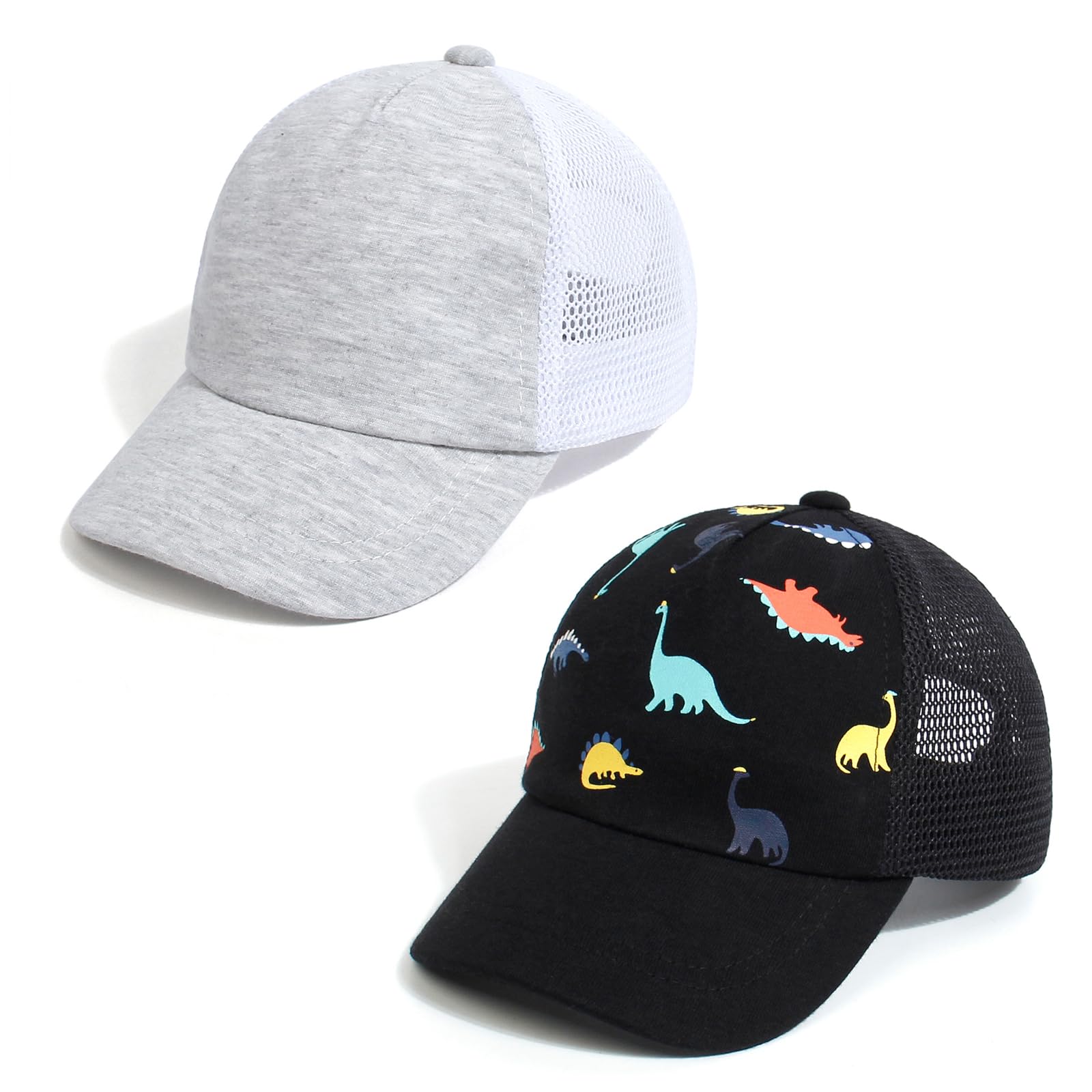 Duoyeree Toddler Baseball Cap Baby Cap Sun hat Print Dinosaur Pattern and Solid Color hat Kids boy Girl Age 0-8t