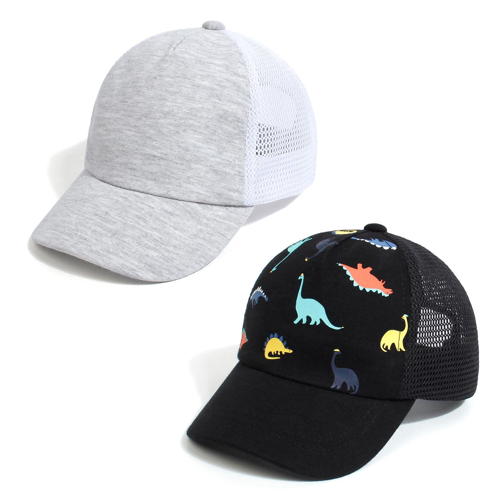 Duoyeree Toddler Baseball Cap Baby Cap Sun hat Print Dinosaur Pattern and Solid Color hat Kids boy Girl Age 0-8t